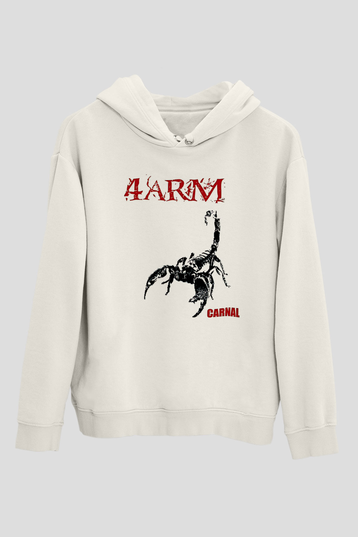 4arm Baskılı Beyaz Unisex Kapüşonlu Sweatshirt