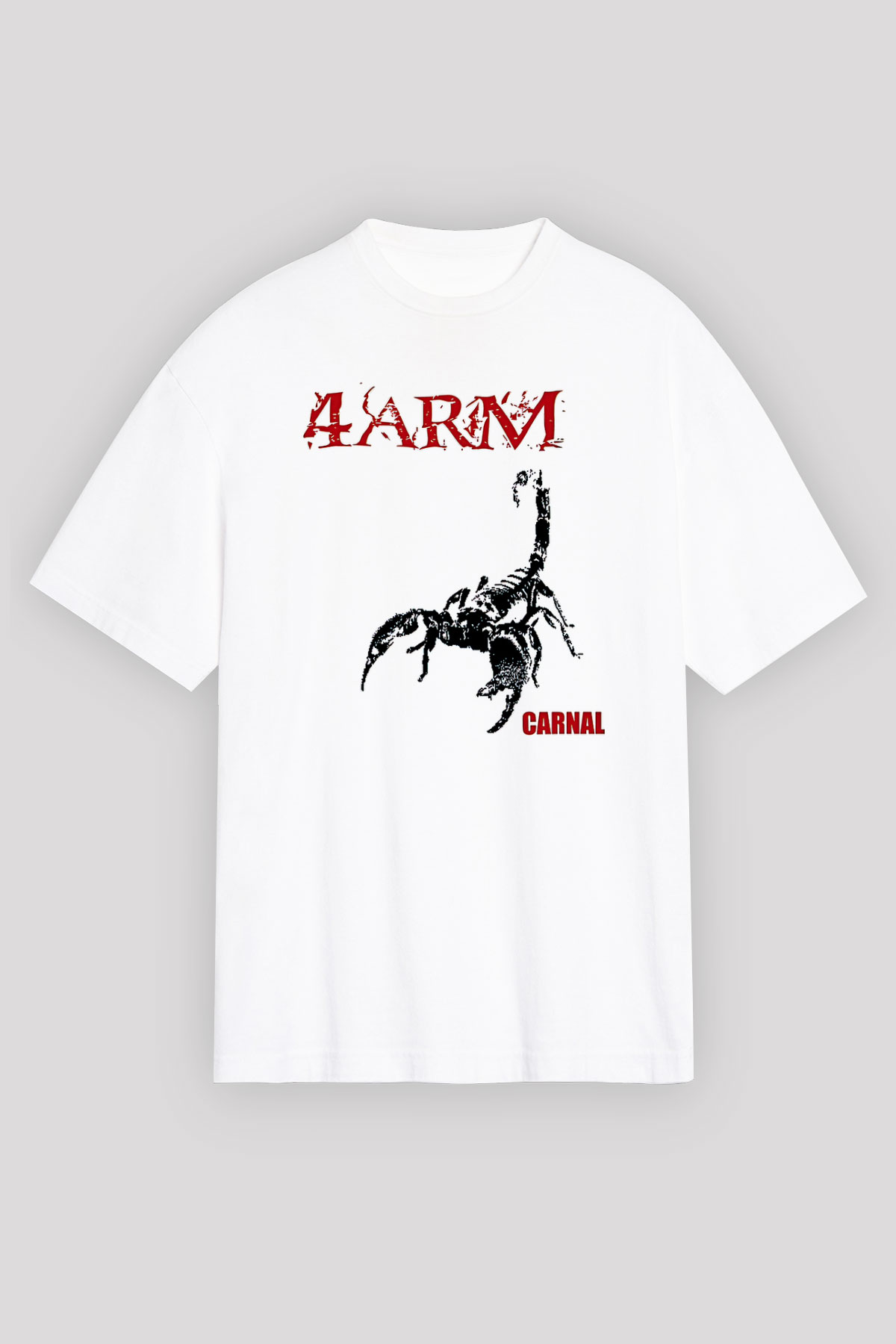 4arm Baskılı Beyaz Unisex Oversize Tişört - Tshirt