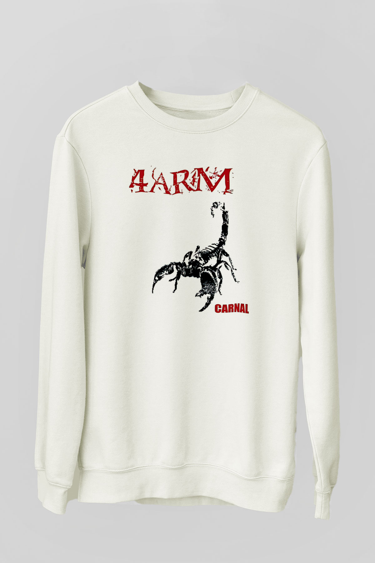 4arm Baskılı Beyaz Unisex Sweatshirt