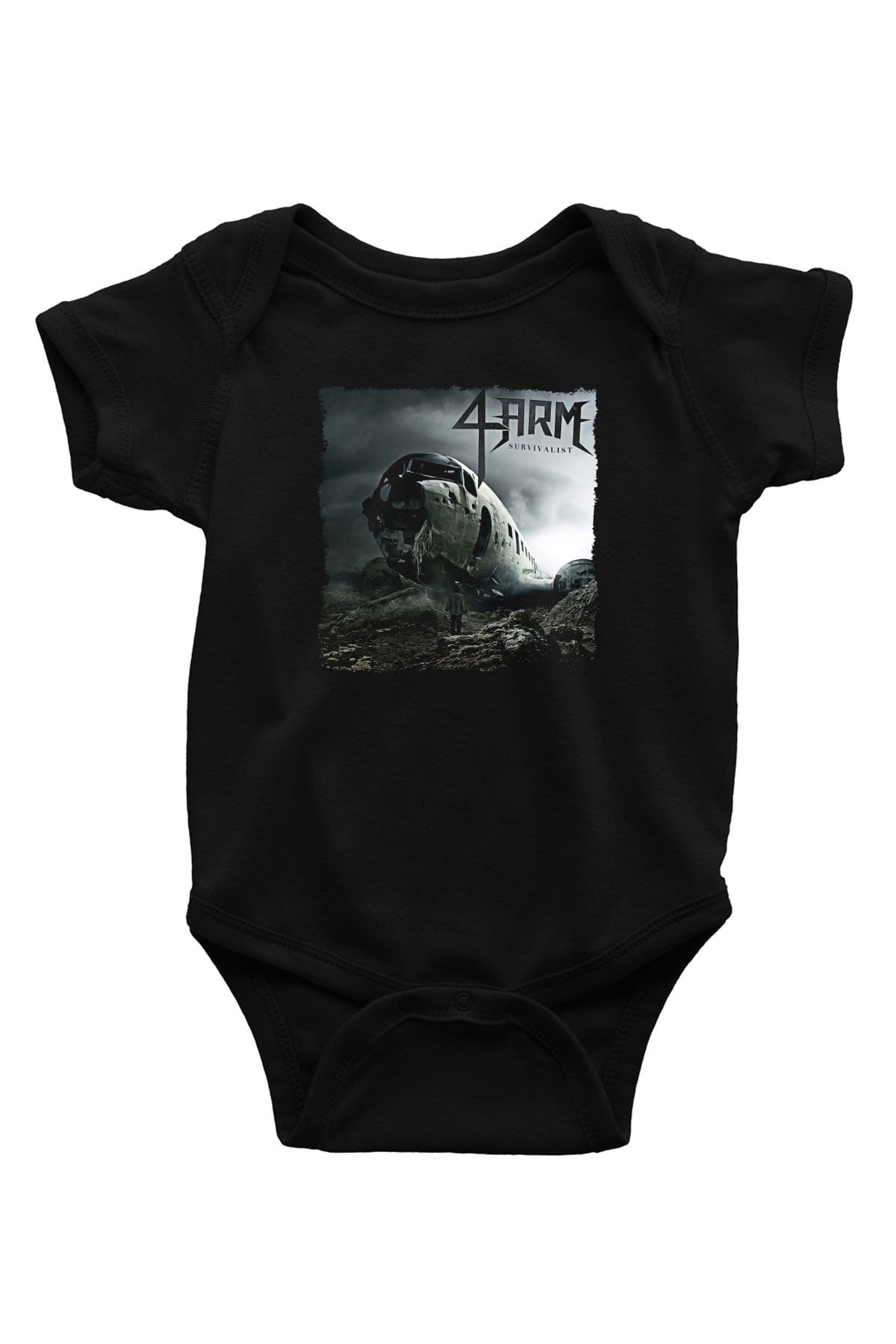 4arm Baskılı Unisex Siyah Bebek Body - Zıbın
