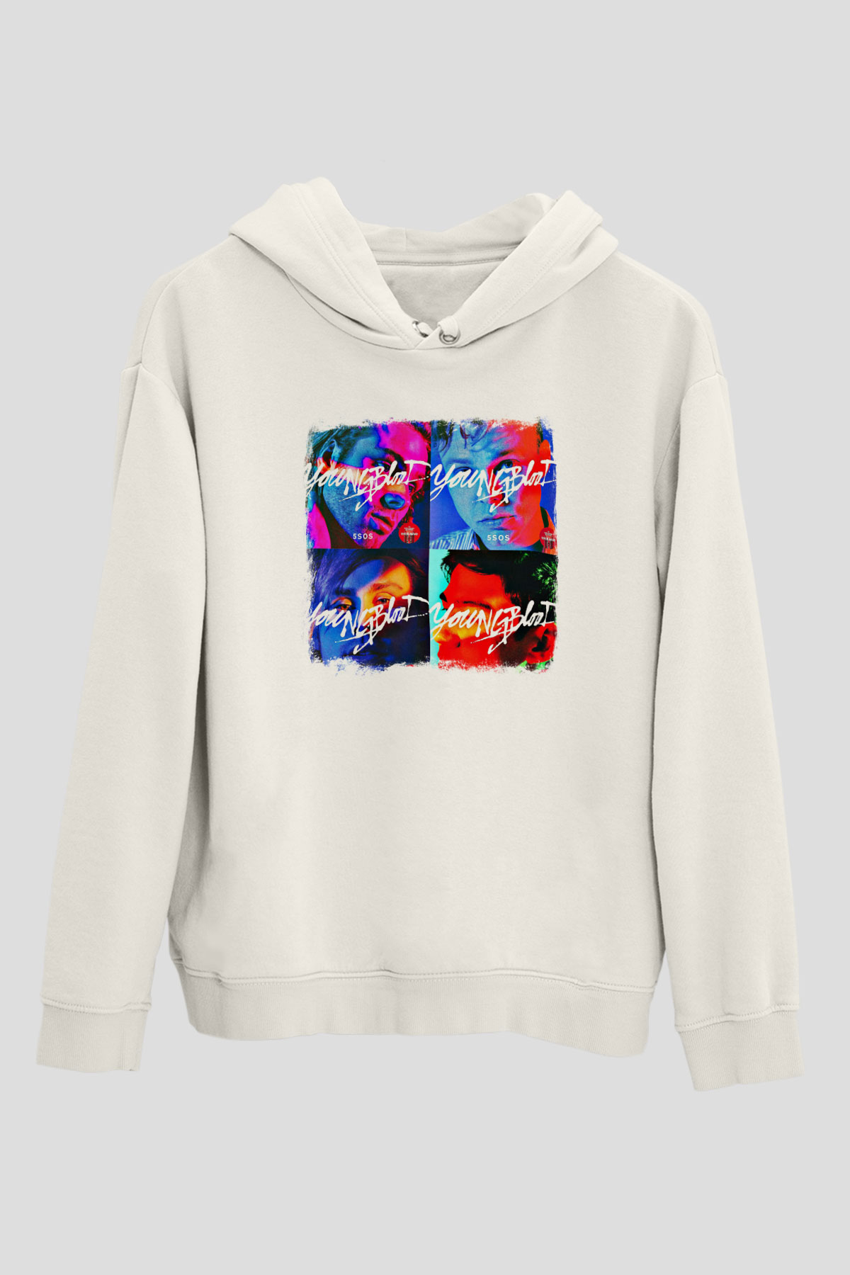 5 Seconds Of Summer Baskılı Unisex Beyaz Hoodie