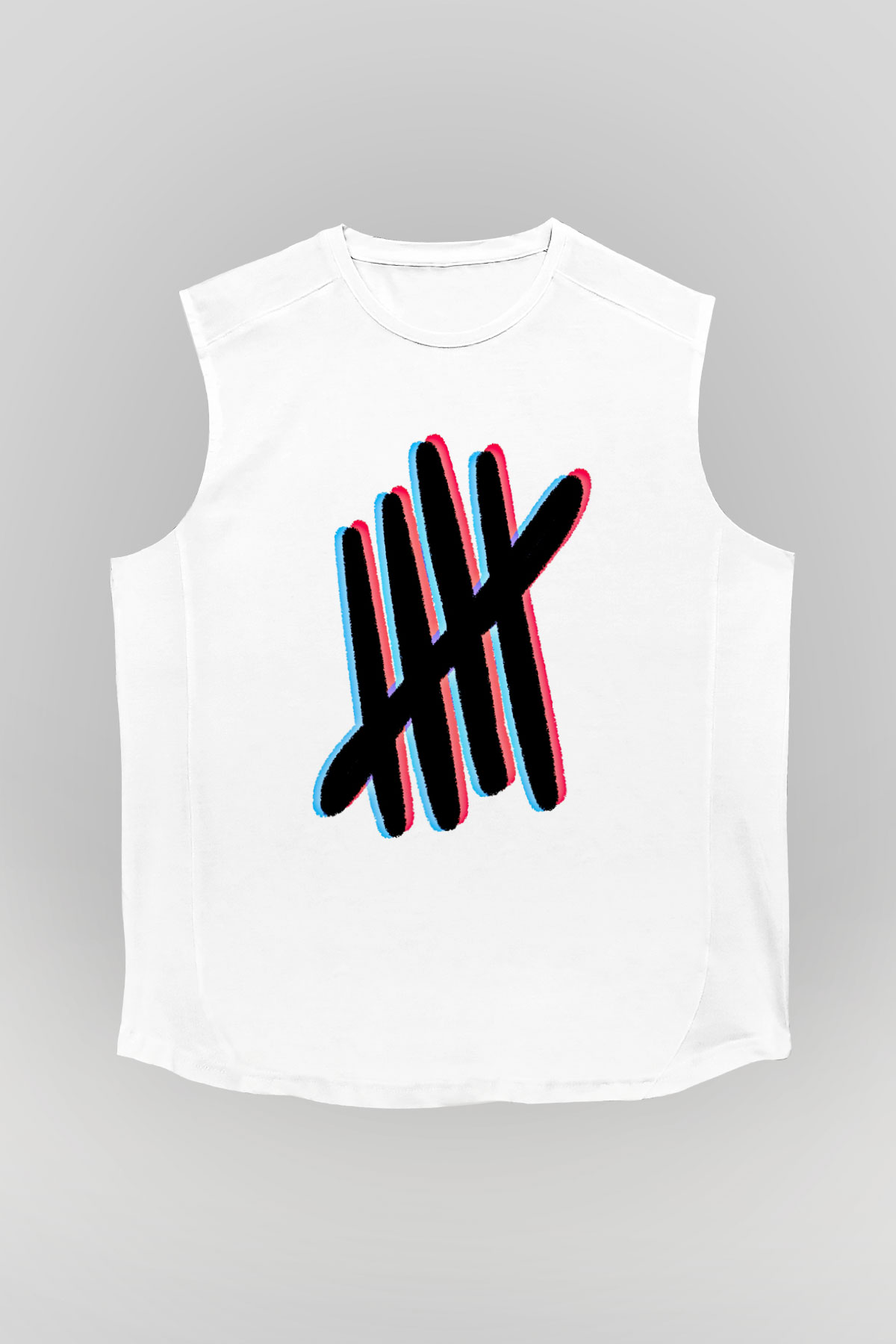5 Seconds Of Summer Baskılı Unisex Beyaz Kolsuz Tişört