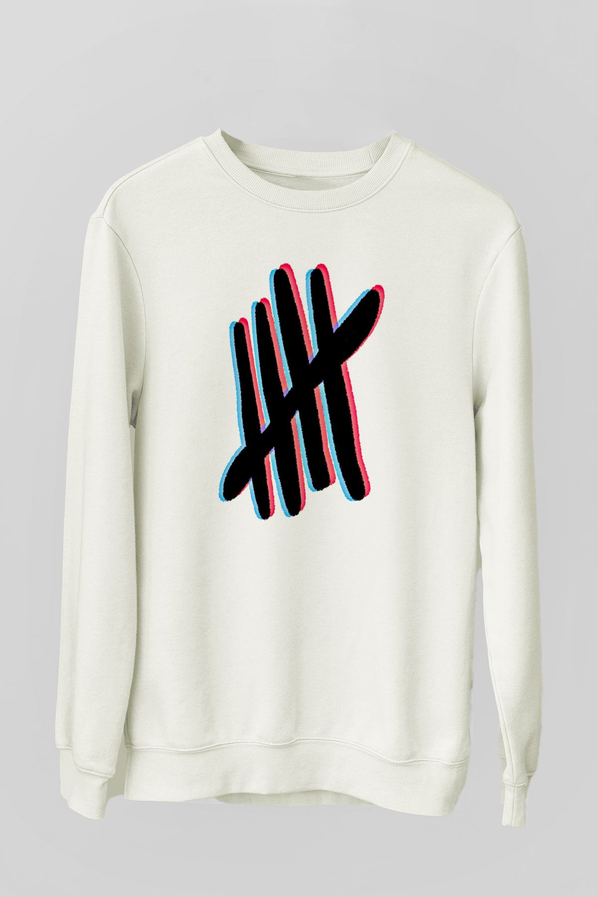 5 Seconds Of Summer Baskılı Unisex Beyaz Sweatshirt