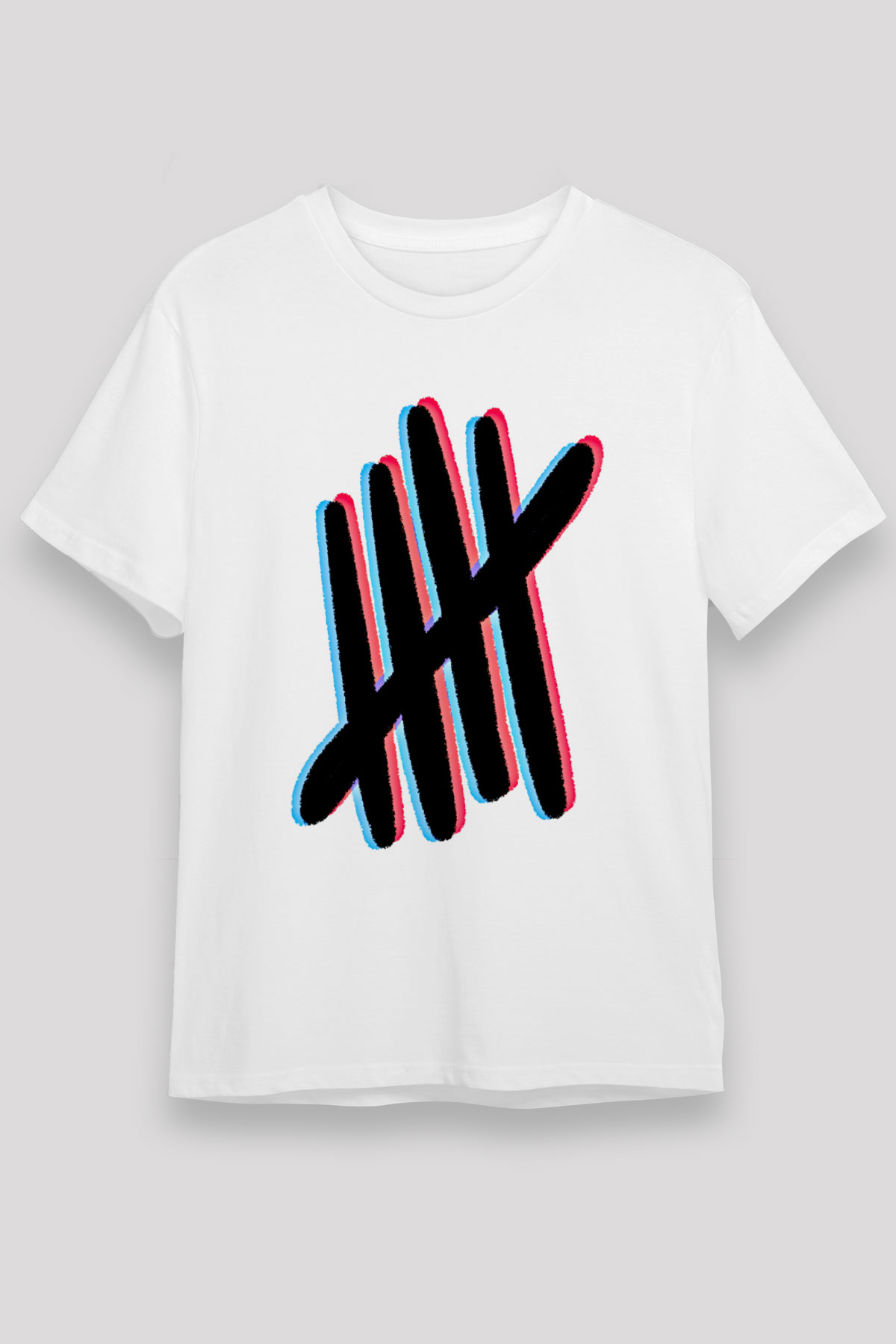 5 Seconds Of Summer Baskılı Unisex Beyaz Tişört