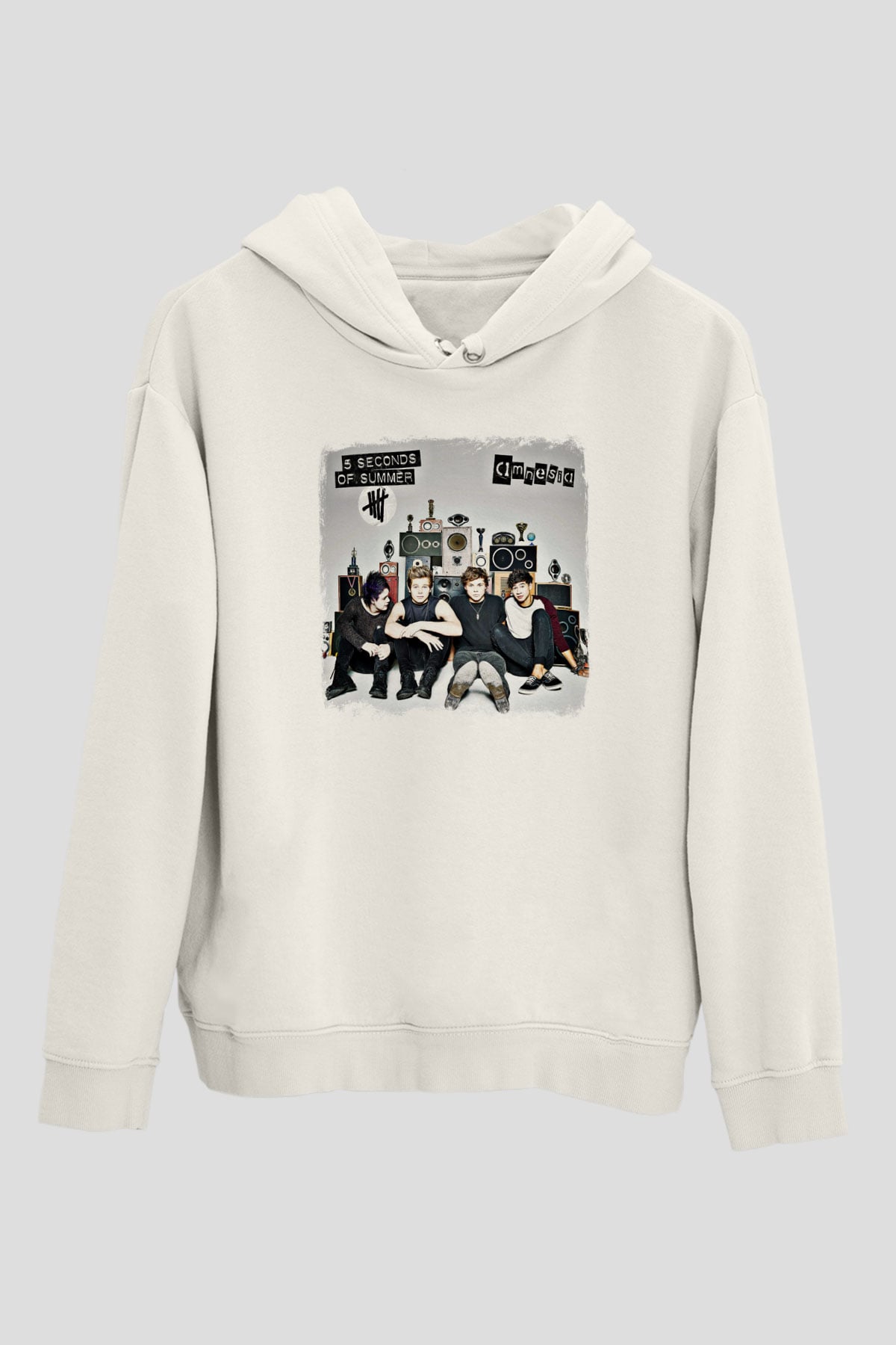 5 Seconds Of Summer Baskılı Unisex Beyaz Hoodie