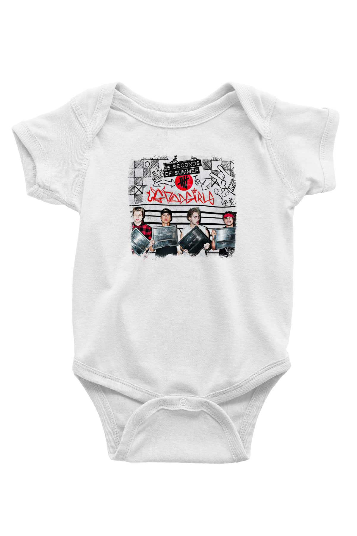 5 Seconds Of Summer Baskılı Unisex Beyaz Bebek Body - Zıbın