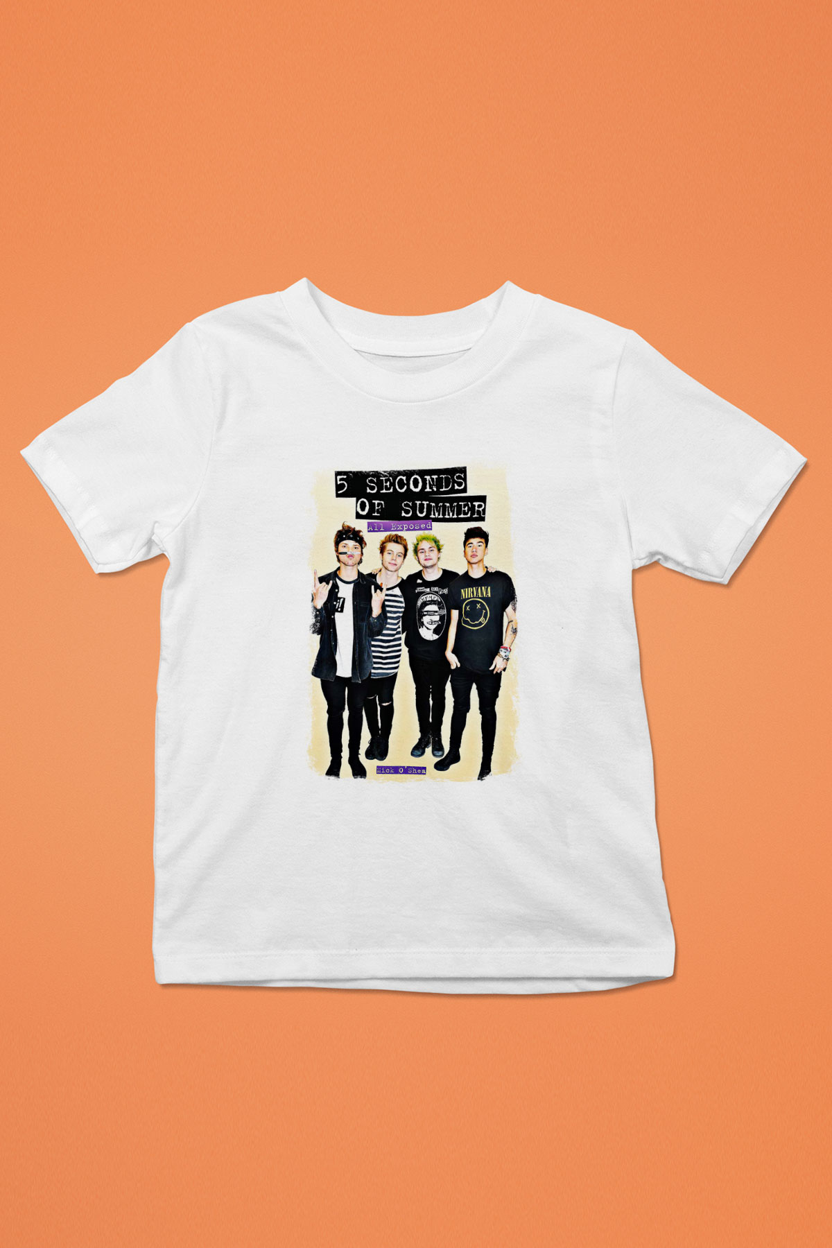 5 Seconds Of Summer Baskılı Unisex Beyaz Çocuk Tişört