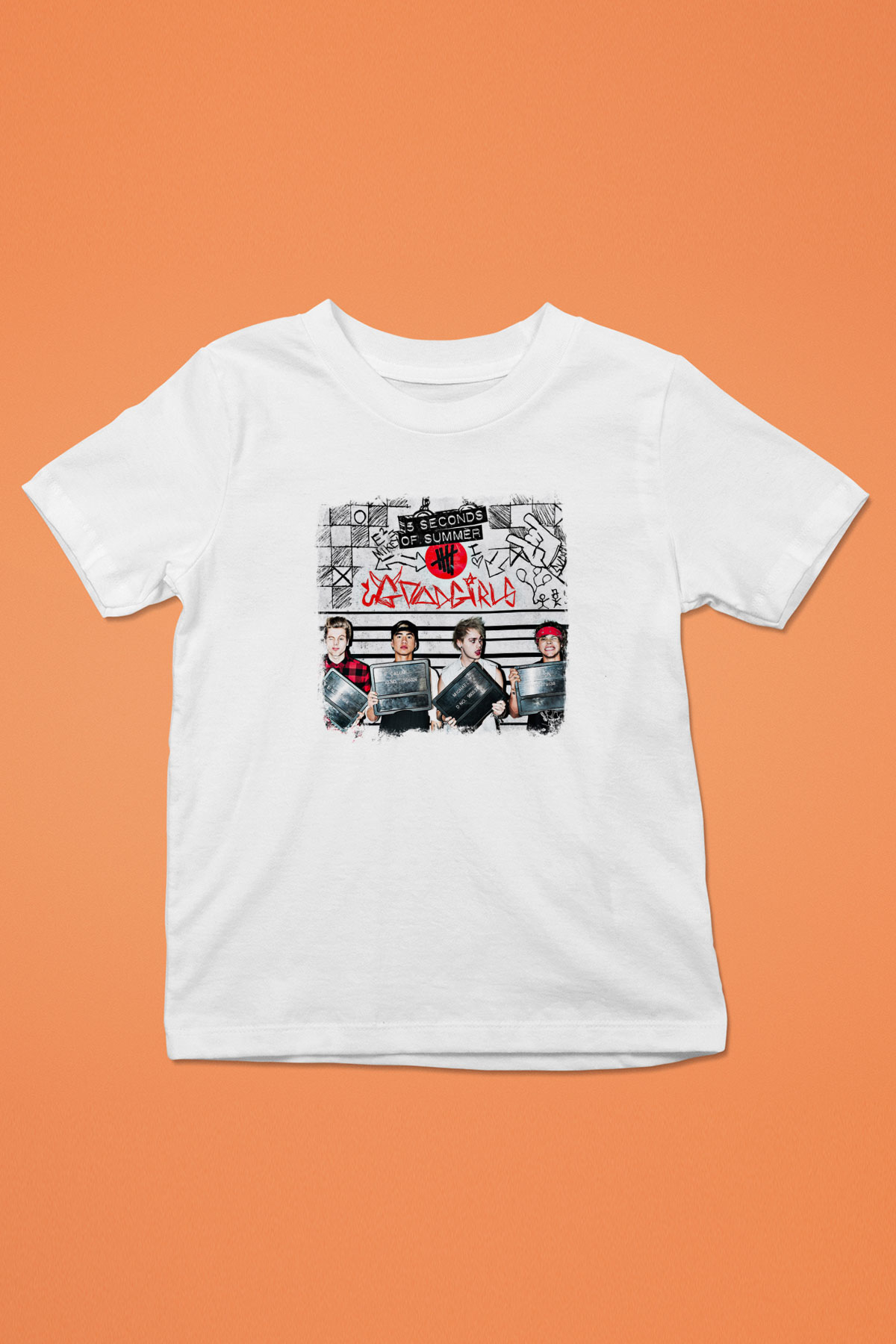 5 Seconds Of Summer Baskılı Unisex Beyaz Çocuk Tişört