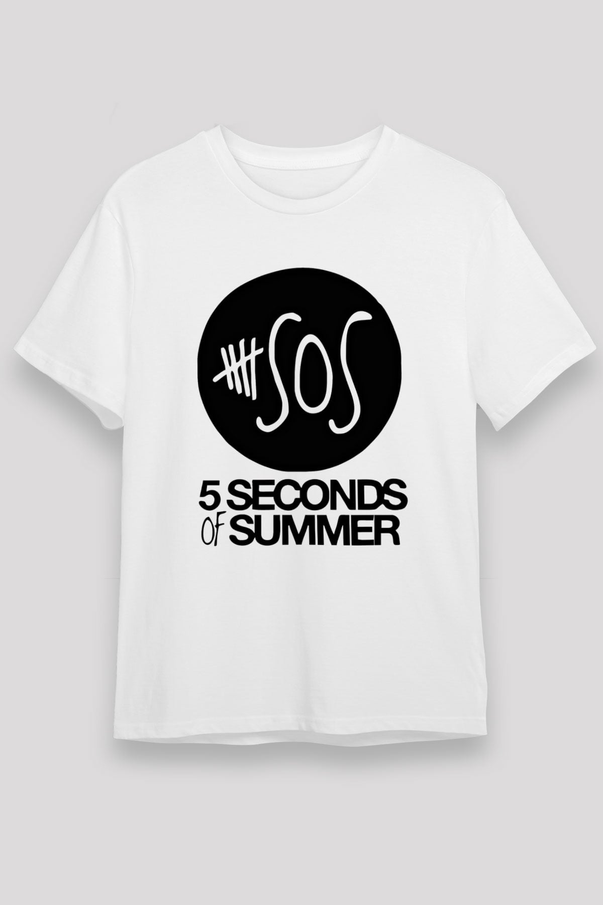5 Seconds Of Summer Baskılı Unisex Beyaz Tişört