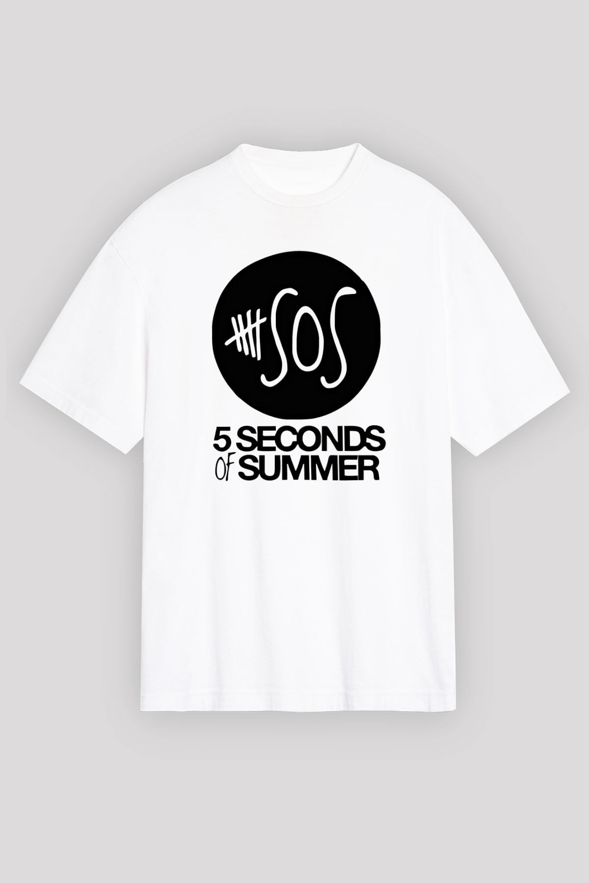 5 Seconds Of Summer Baskılı Unisex Beyaz Oversize Tişört