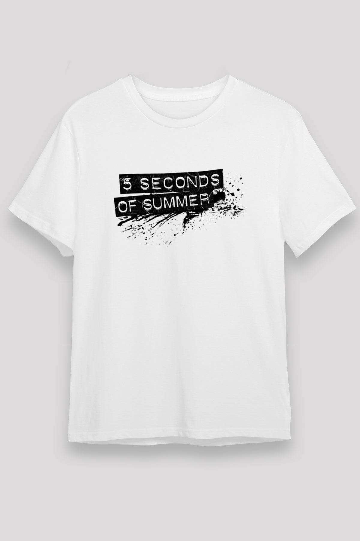 5 Seconds Of Summer Baskılı Unisex Beyaz Tişört
