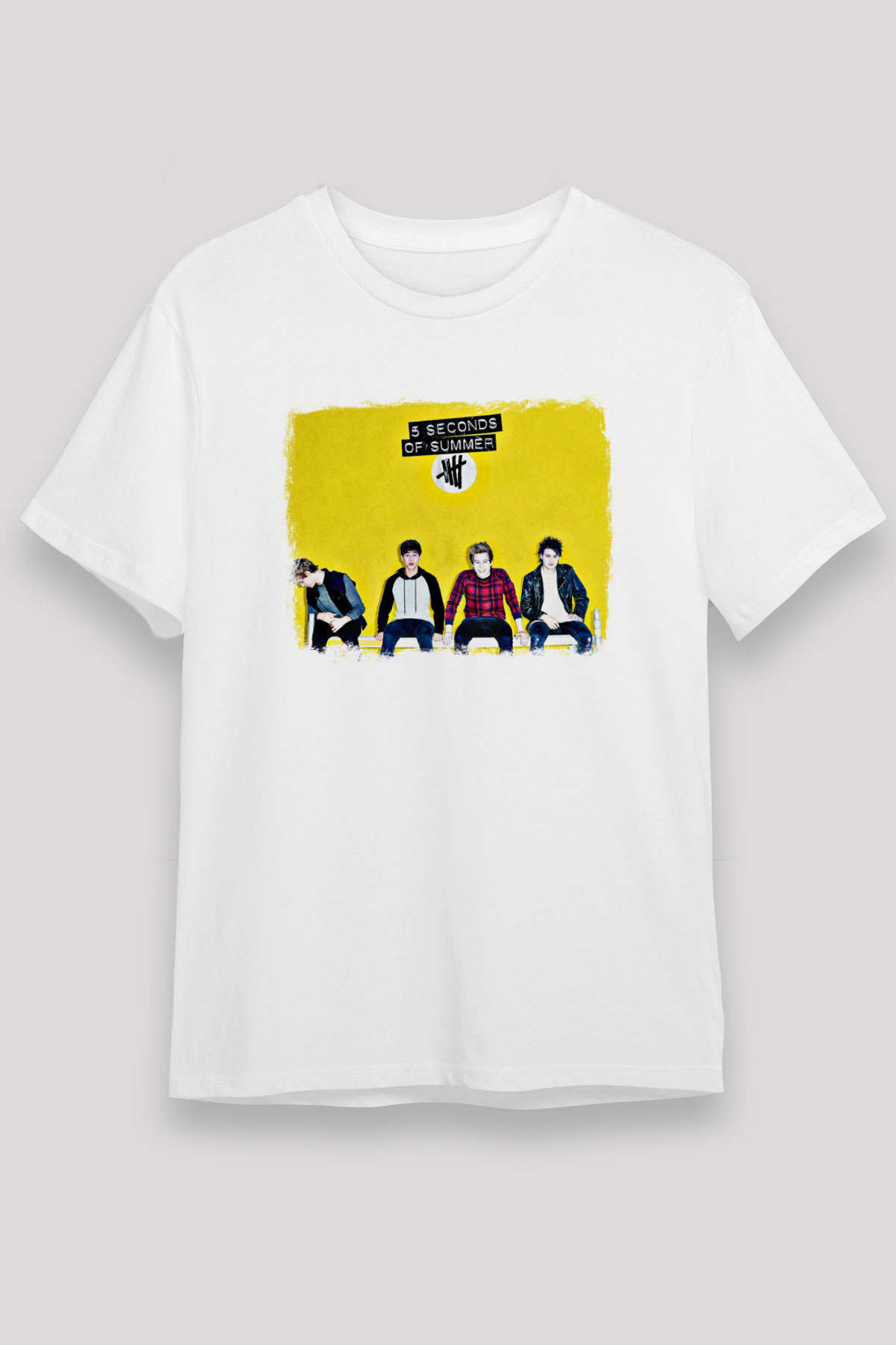 5 Seconds Of Summer Baskılı Unisex Beyaz Tişört