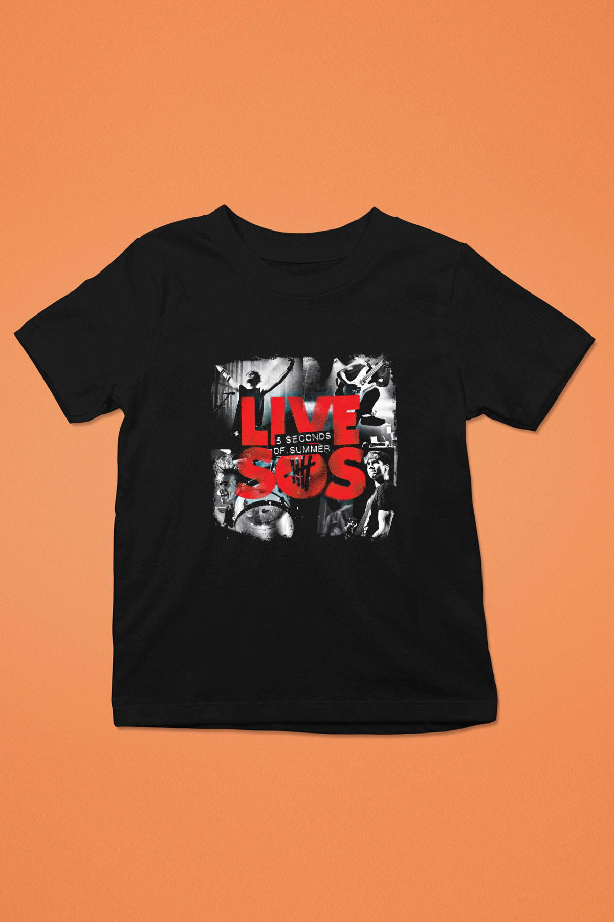 5 Seconds Of Summer Baskılı Unisex Siyah Çocuk Tişört
