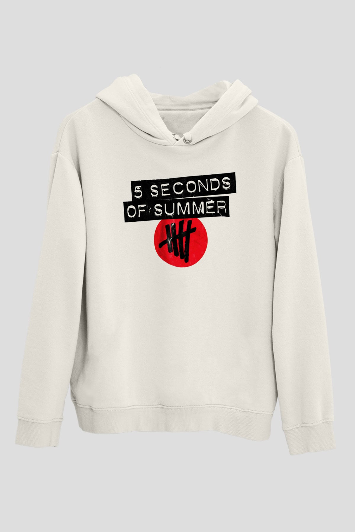 5 Seconds Of Summer Beyaz Unisex Kapşonlu Sweatshirt