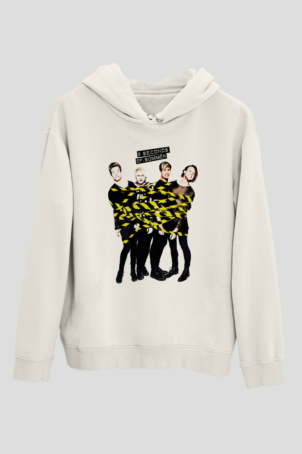 5 Seconds Of Summer Beyaz Unisex Kapşonlu Sweatshirt