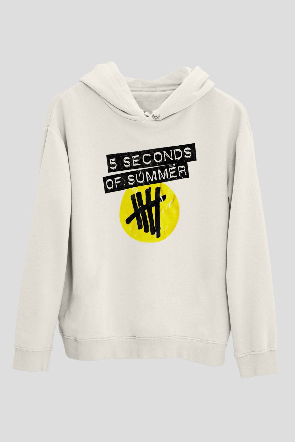 5 Seconds Of Summer Beyaz Unisex Kapşonlu Sweatshirt
