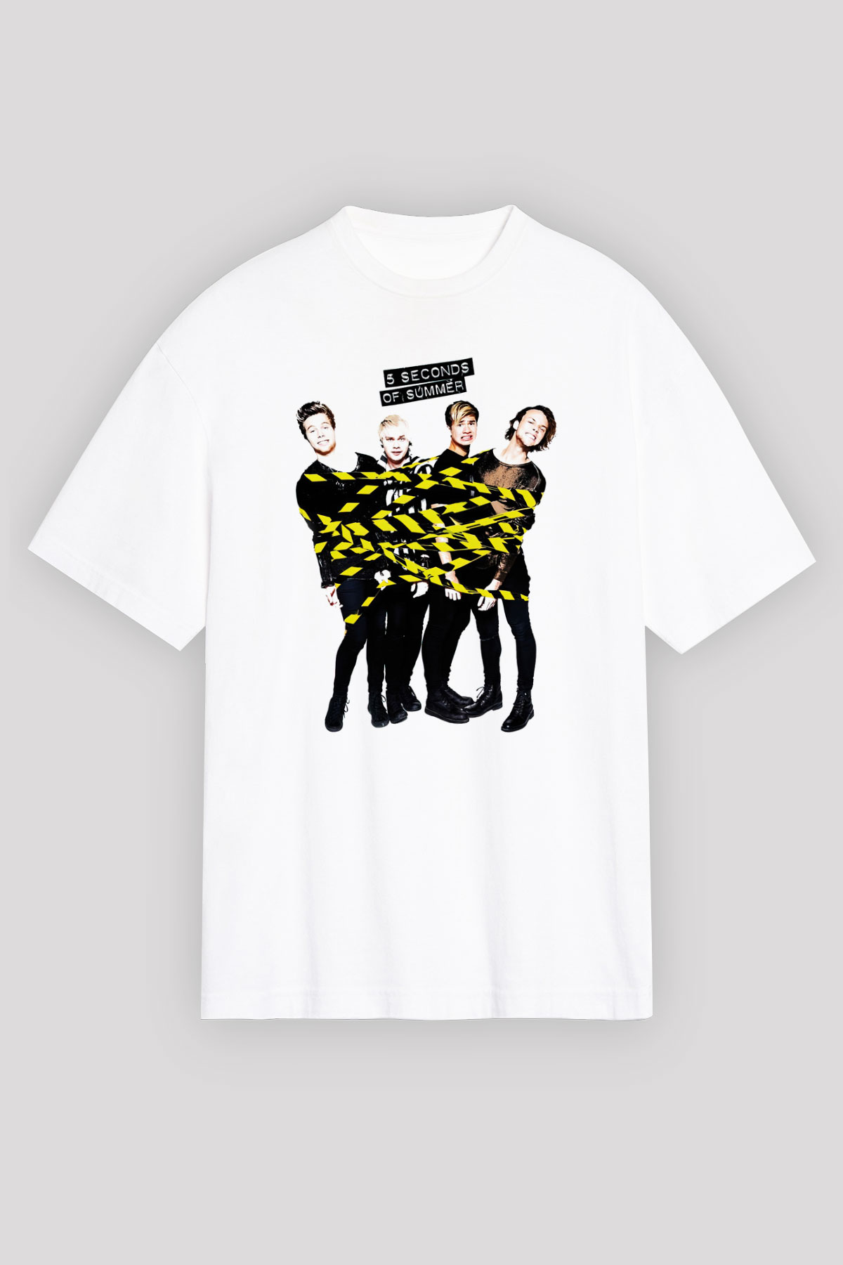 5 Seconds Of Summer Beyaz Unisex Oversize Tişört T-Shirt