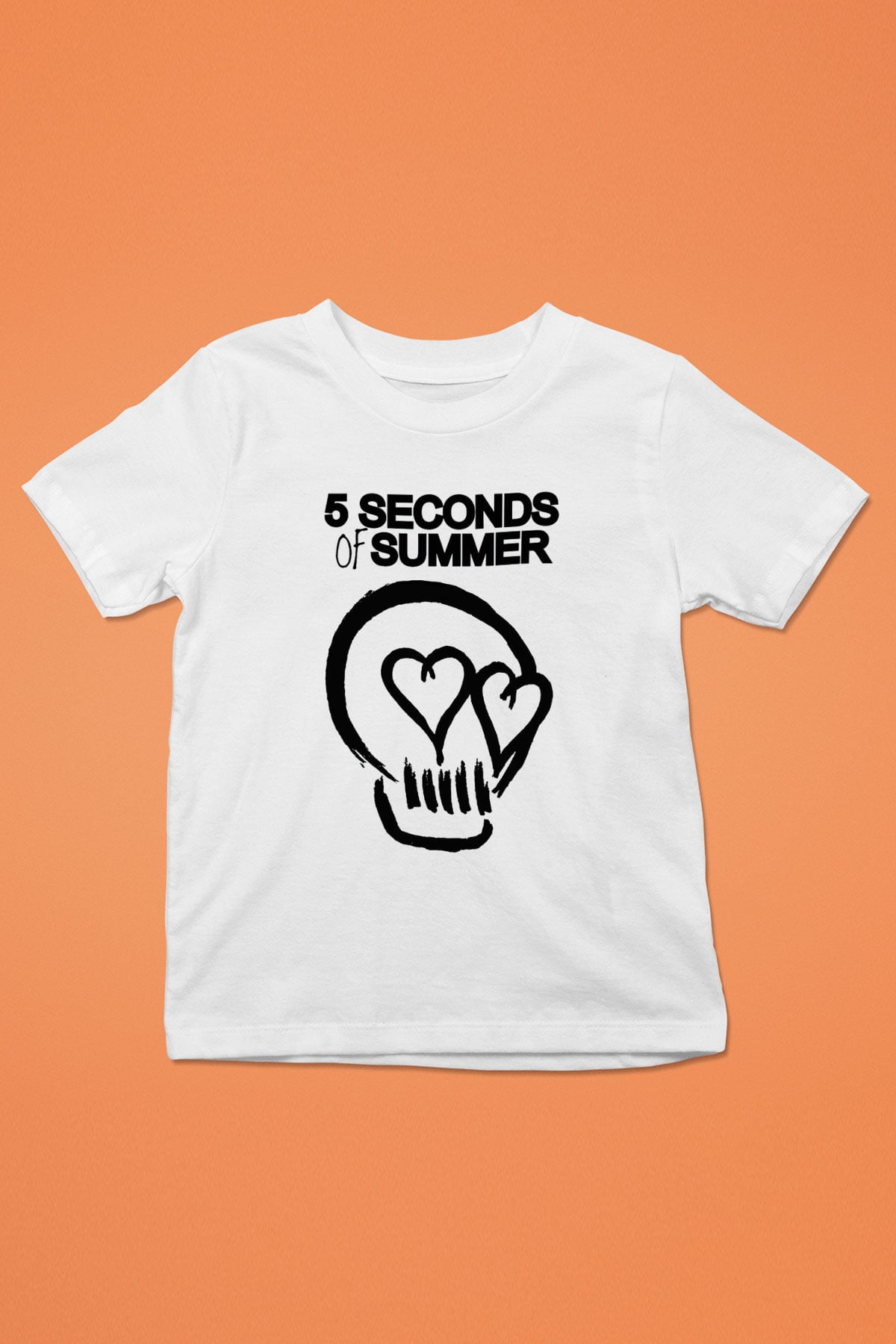 5 Seconds Of Summer Skull Logo Baskılı Beyaz Unisex Çocuk Tişört