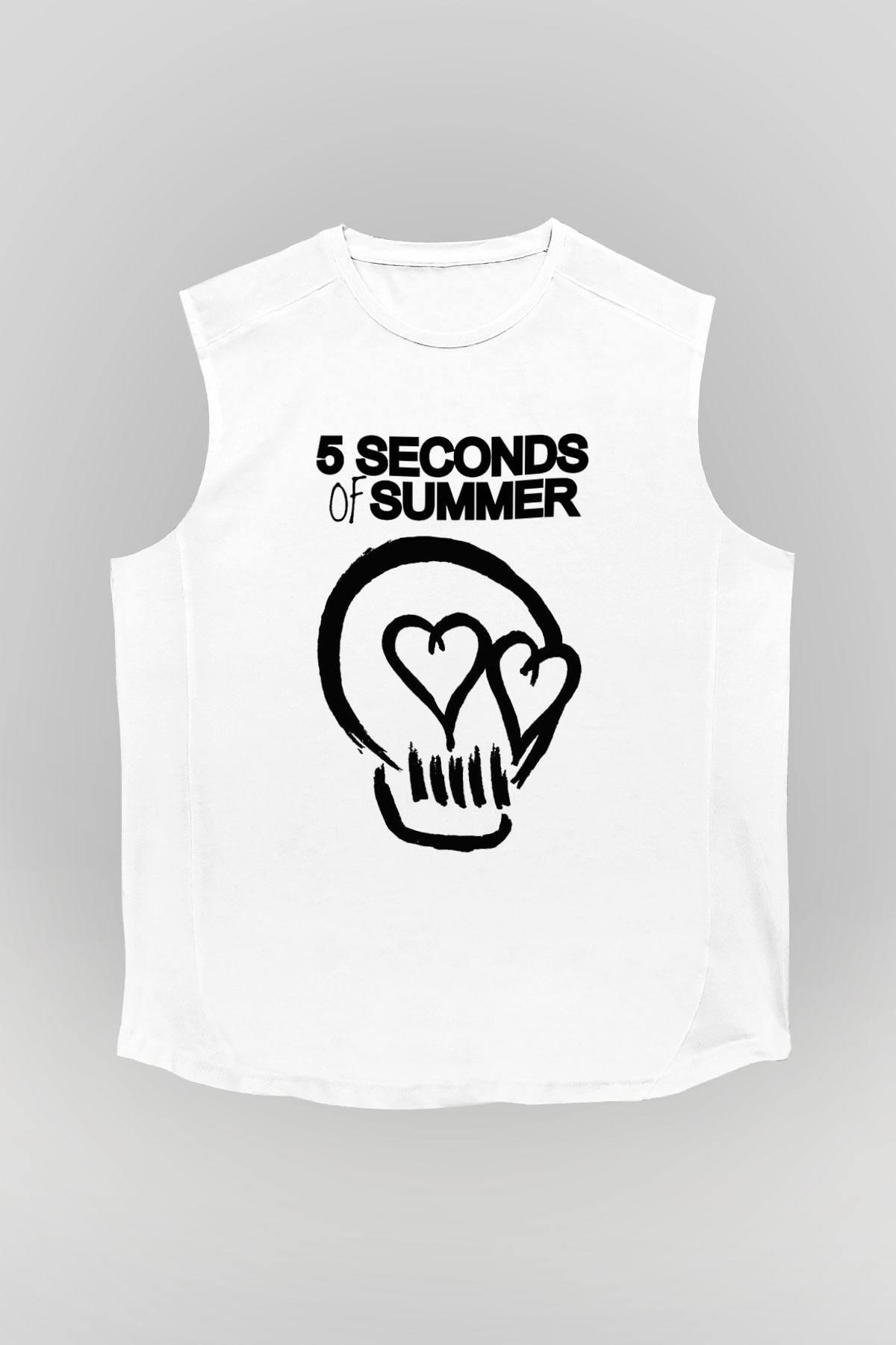 5 Seconds Of Summer Skull Logo Beyaz Unisex Kolsuz Tişört