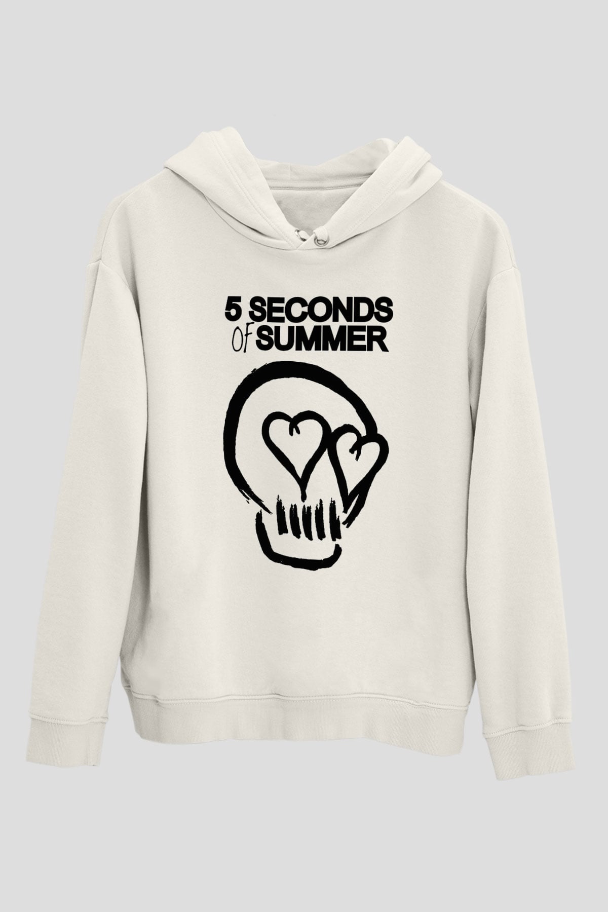 5 Seconds Of Summer Skull Logo Beyaz Unisex Kapşonlu Sweatshirt