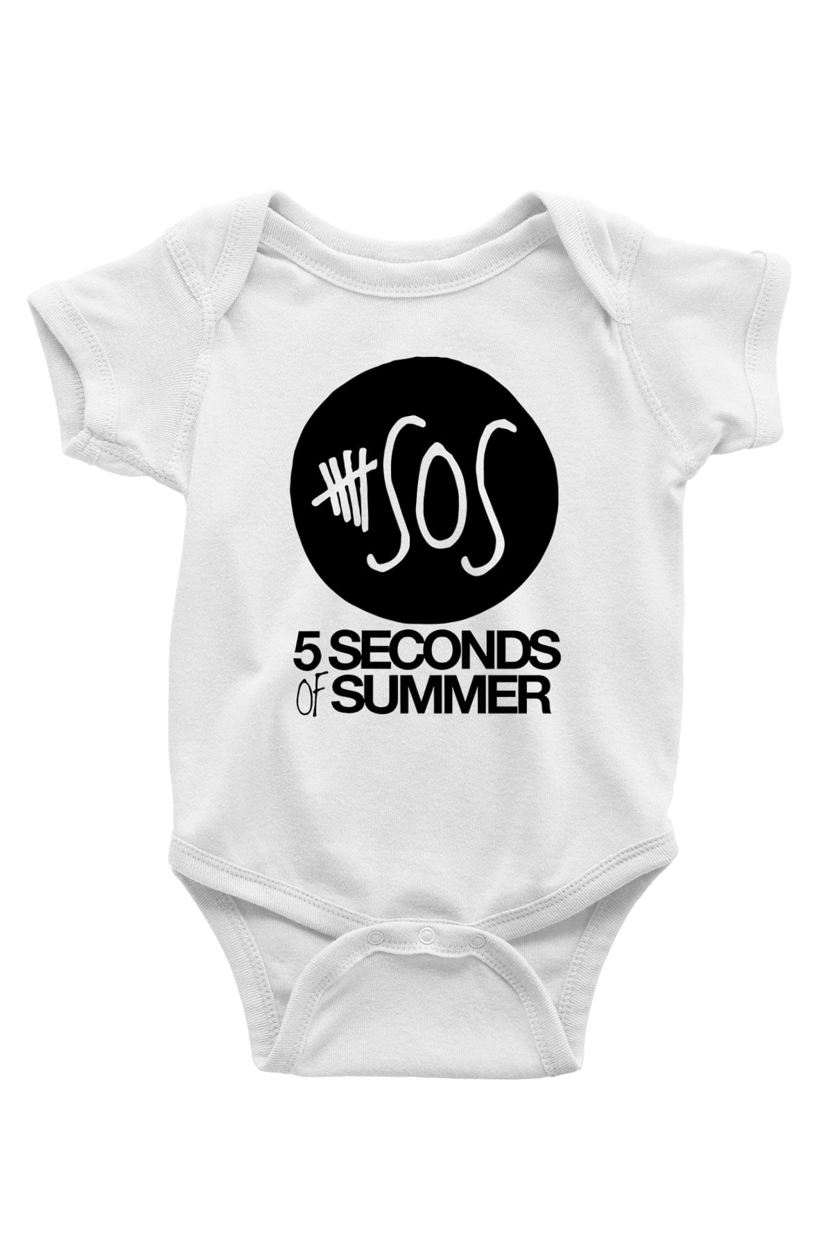 5 Seconds Of Summer SOS Logo Baskılı Beyaz Unisex Bebek Body - Zıbın
