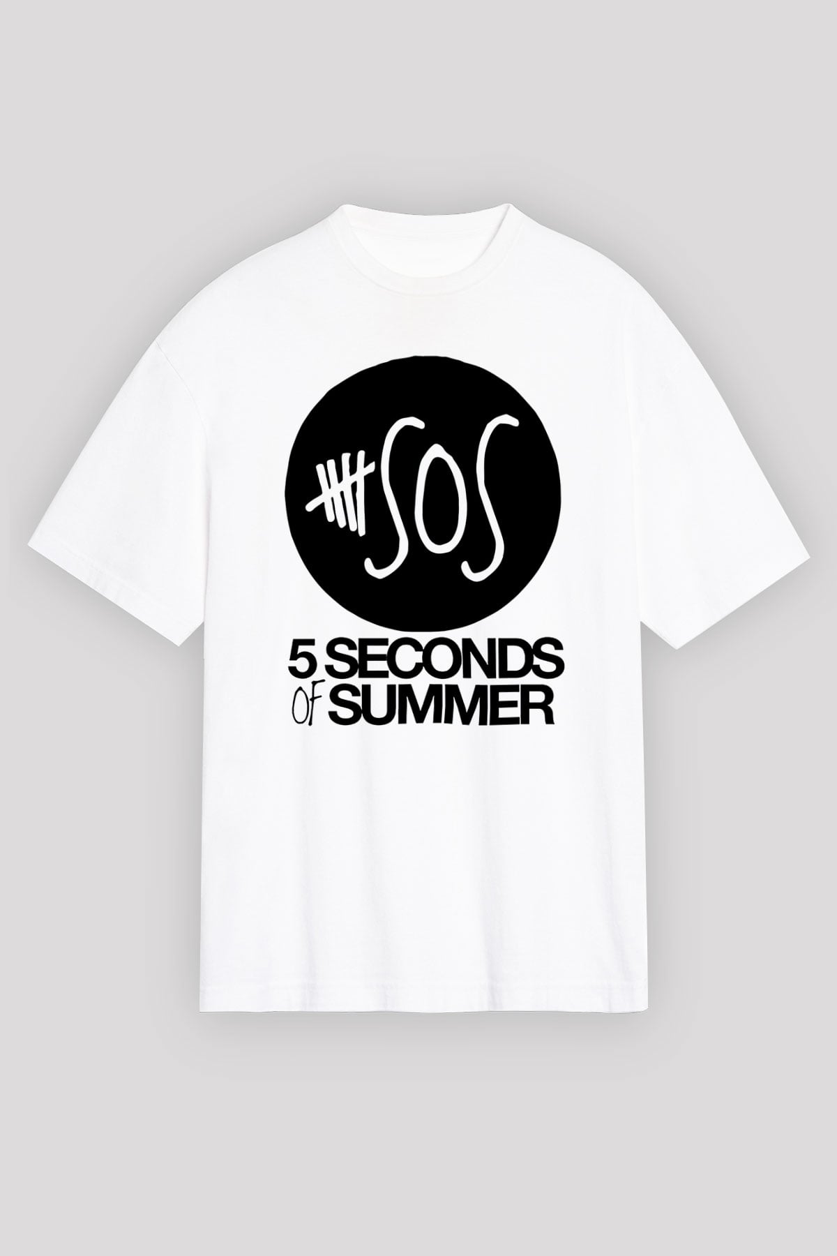 5 Seconds Of Summer SOS Logo Beyaz Unisex Oversize Tişört T-Shirt