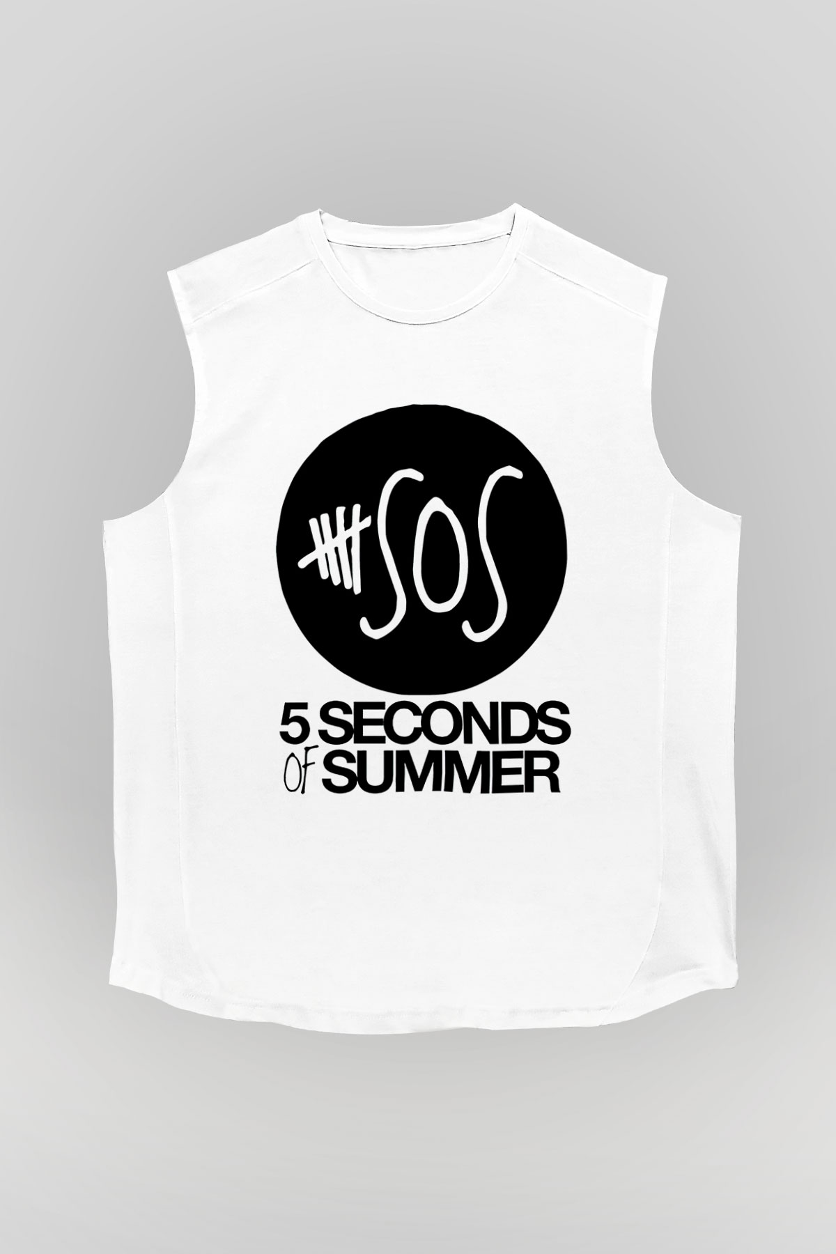 5 Seconds Of Summer SOS Logo Beyaz Unisex Kolsuz Tişört