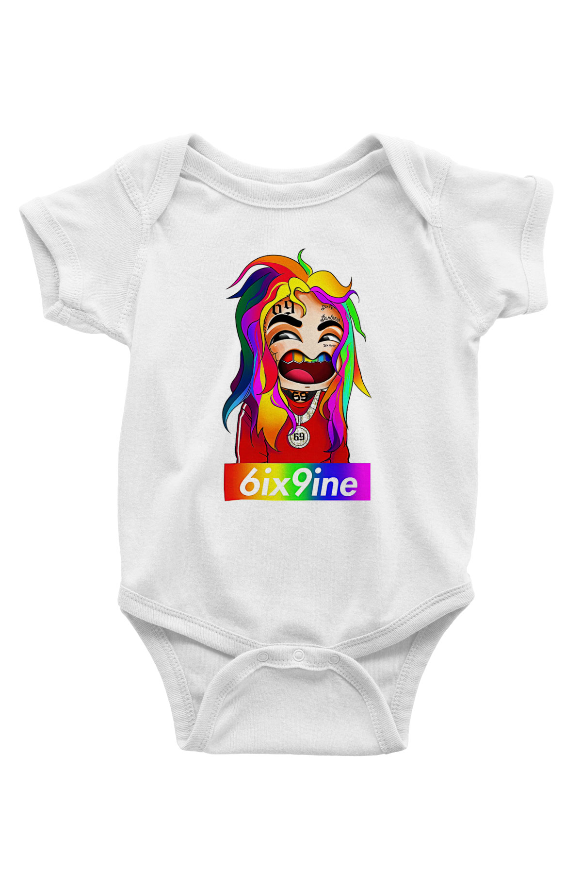 6ix9ine Baskılı Beyaz Unisex Bebek Body - Zıbın