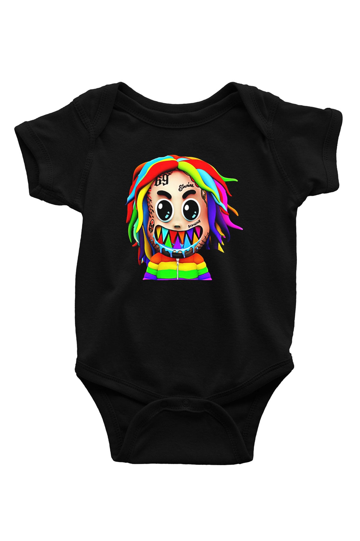 6ix9ine Baskılı Unisex Siyah Bebek Body - Zıbın