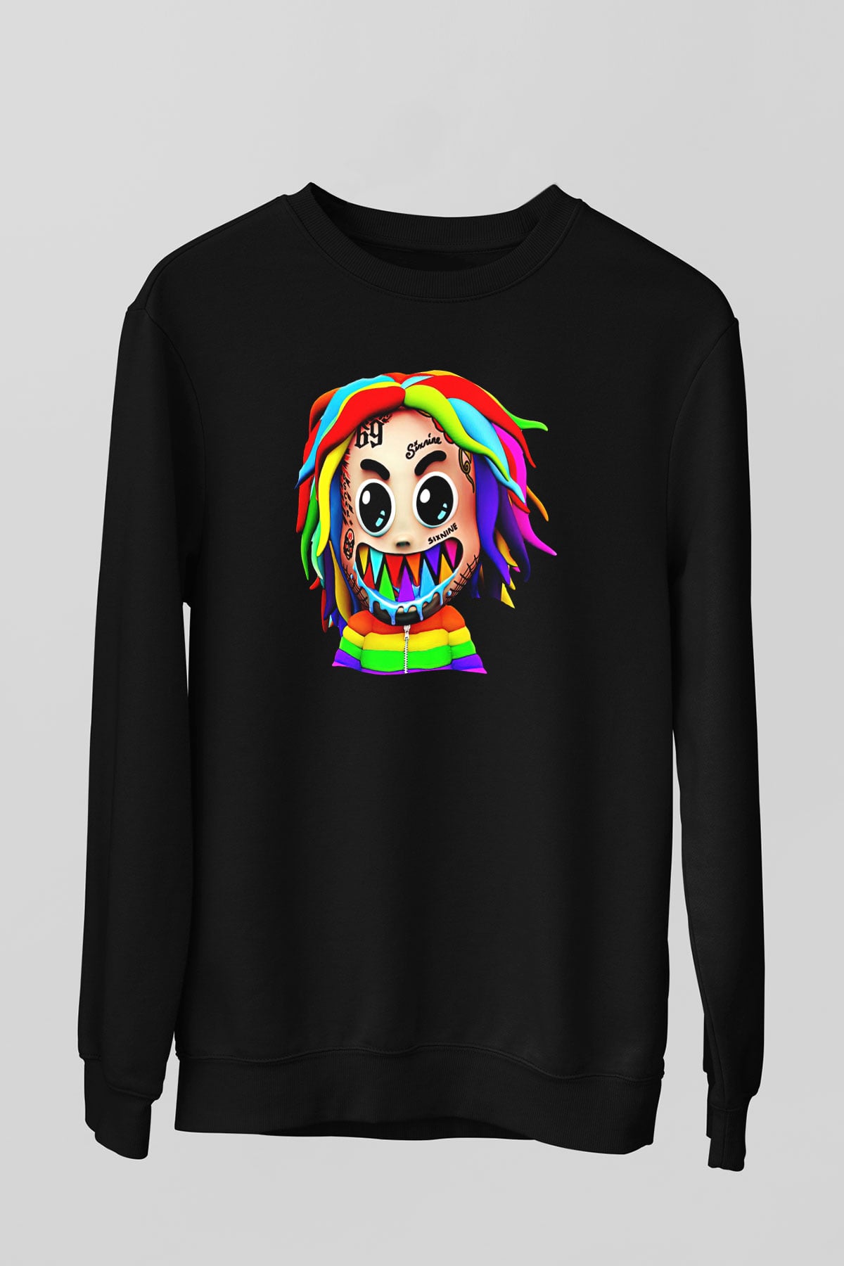 6ix9ine Baskılı Unisex Siyah Sweatshirt
