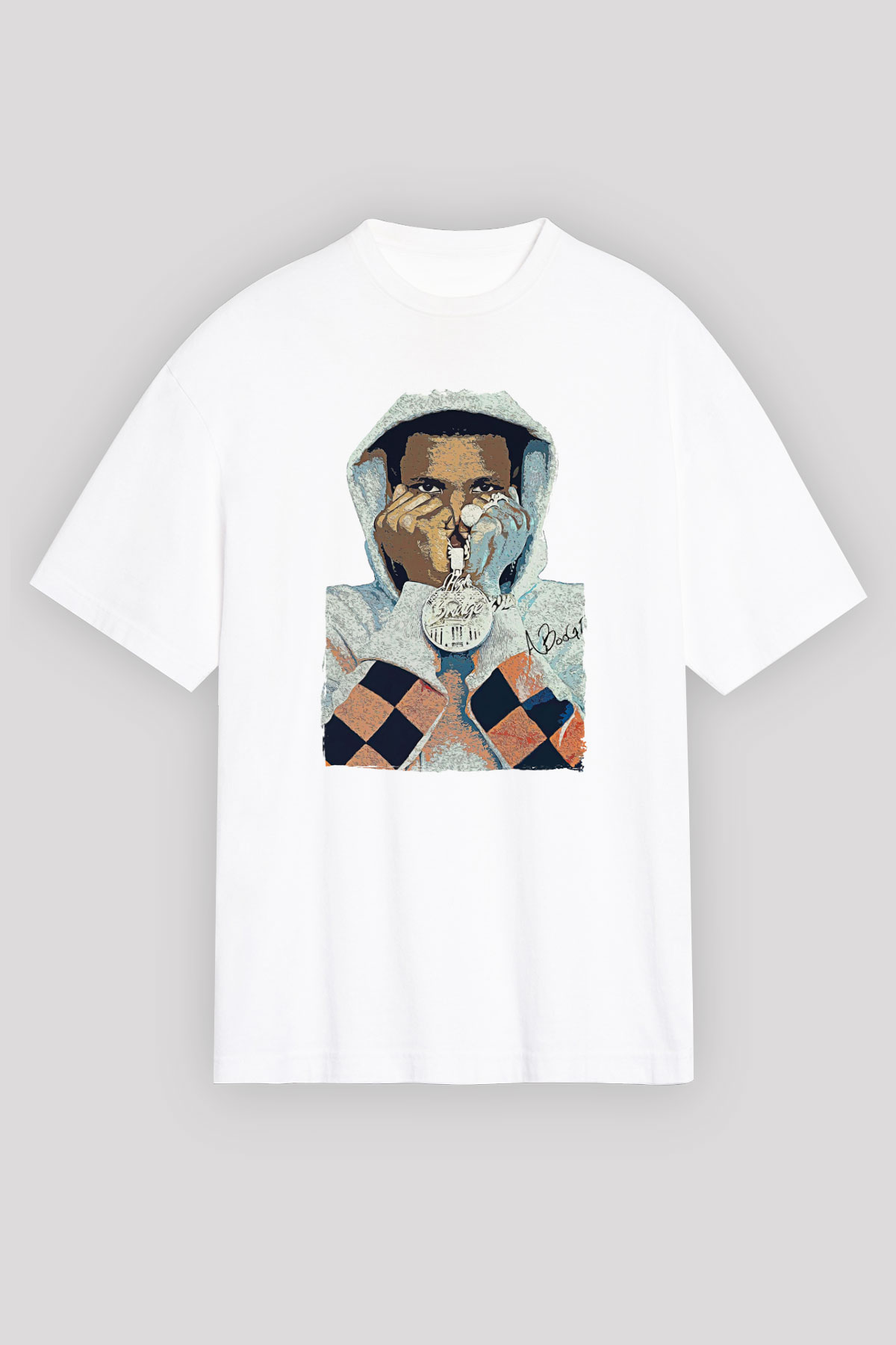 A Boosie Wit Da Hoodie Baskılı Beyaz Unisex Oversize Tişört - Tshirt