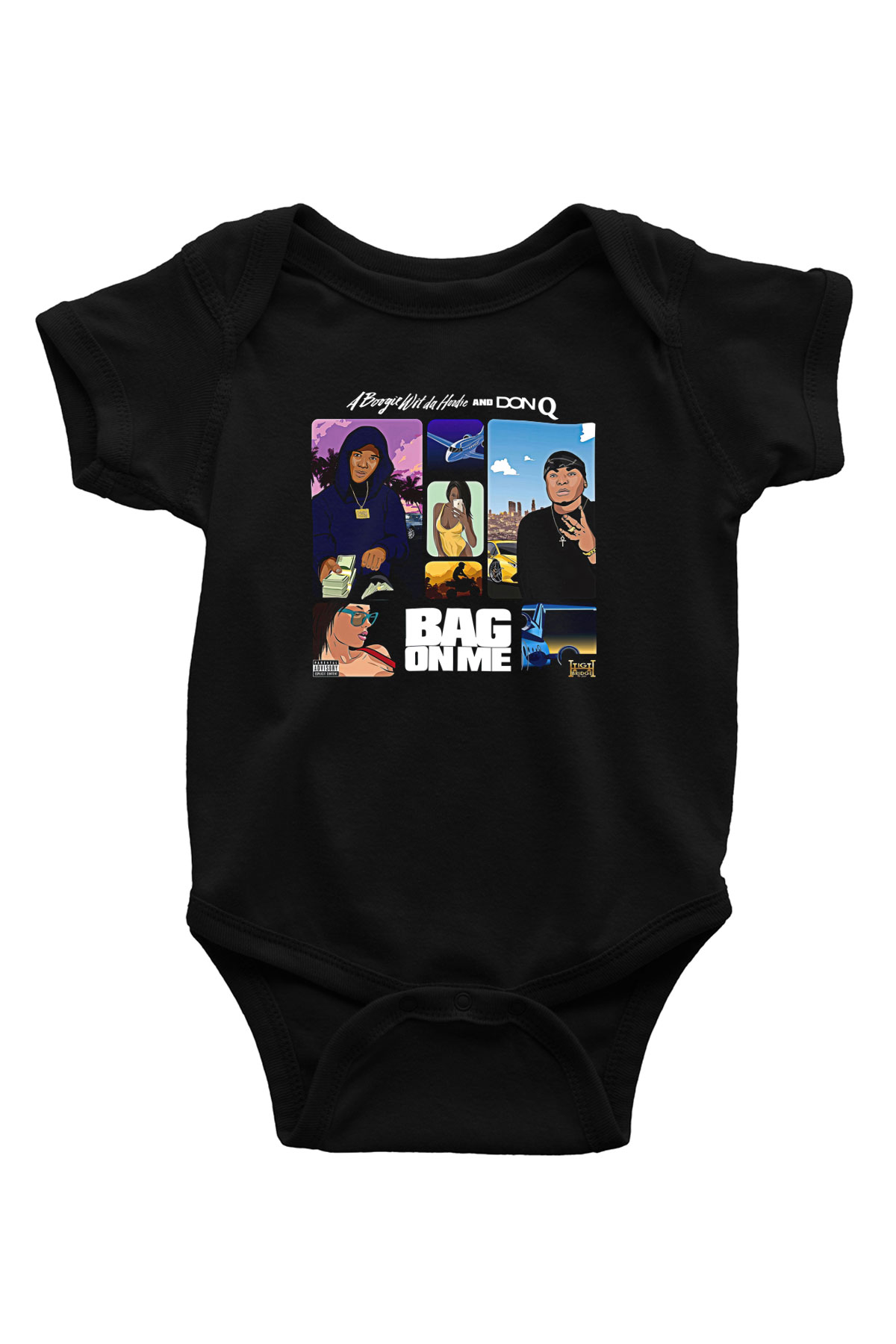 A Boosie Wit Da Hoodie Baskılı Unisex Siyah Bebek Body - Zıbın
