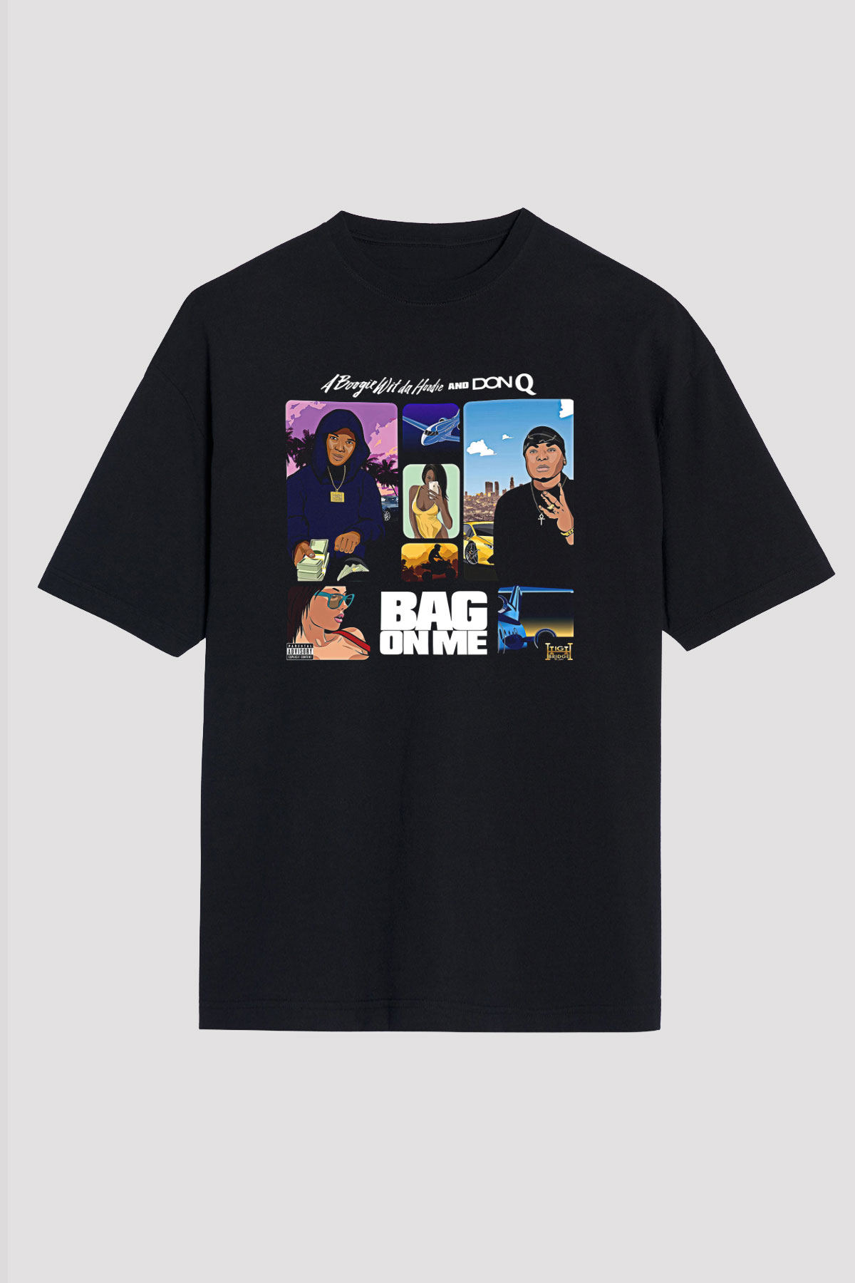 A Boosie Wit Da Hoodie Baskılı Unisex Siyah Oversize Tişört - Tshirt