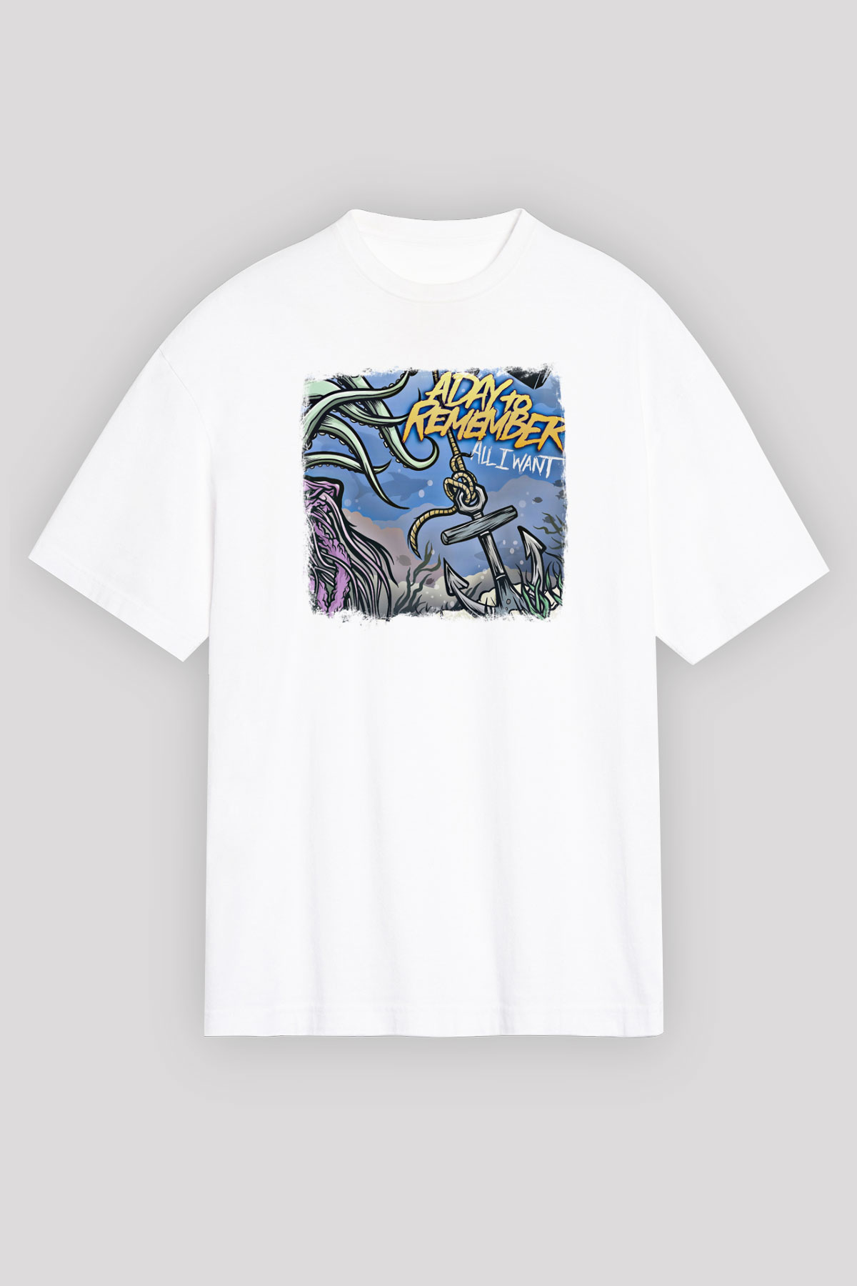 A Day to remember Baskılı Unisex Beyaz Oversize Tişört