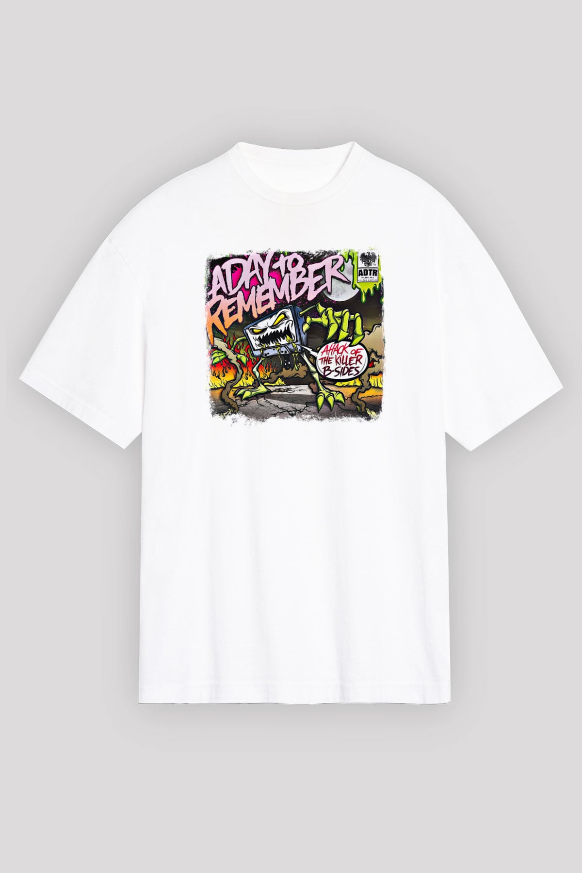 A Day to remember Baskılı Unisex Beyaz Oversize Tişört