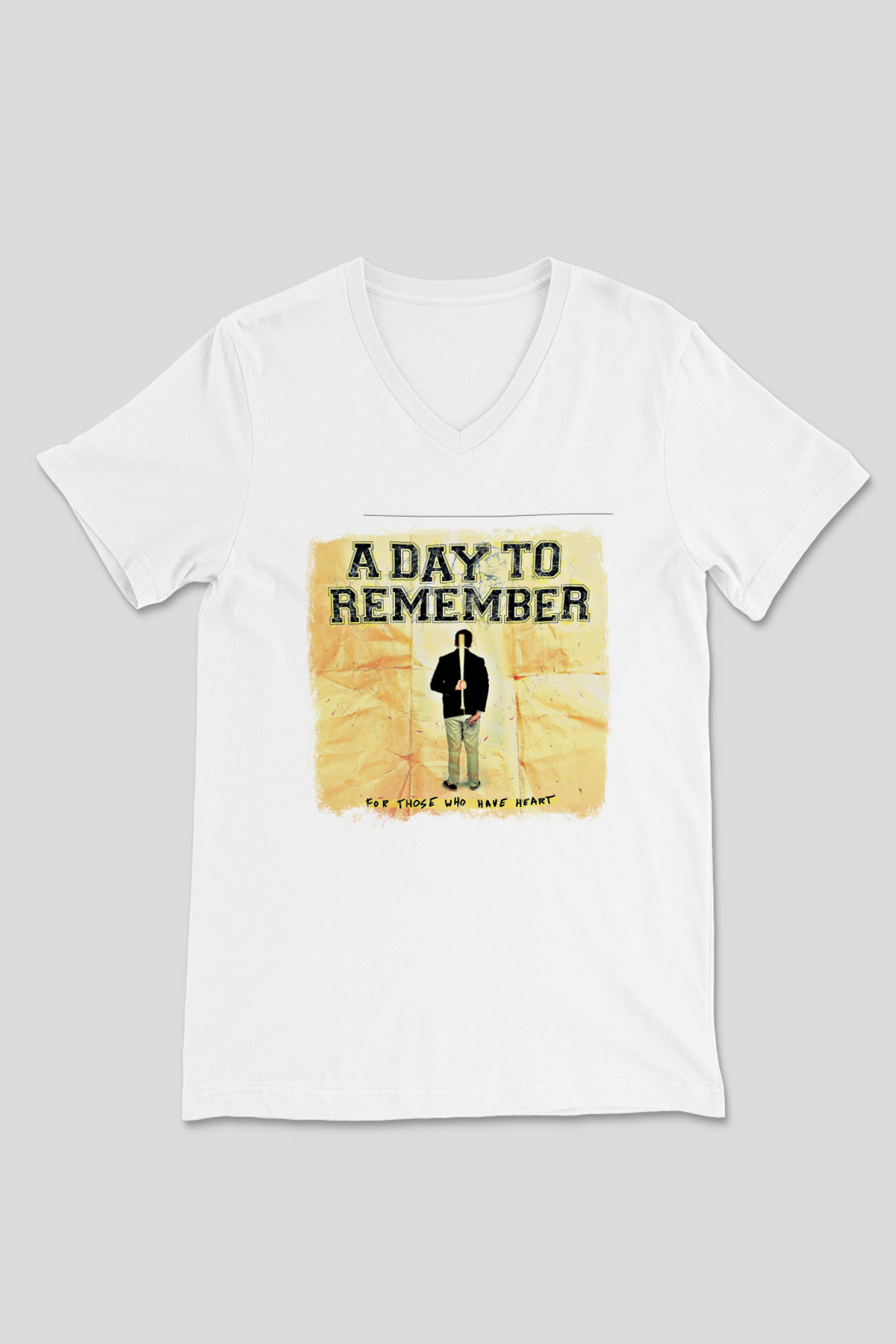 A Day to remember Baskılı Unisex Beyaz V Yaka Tişört