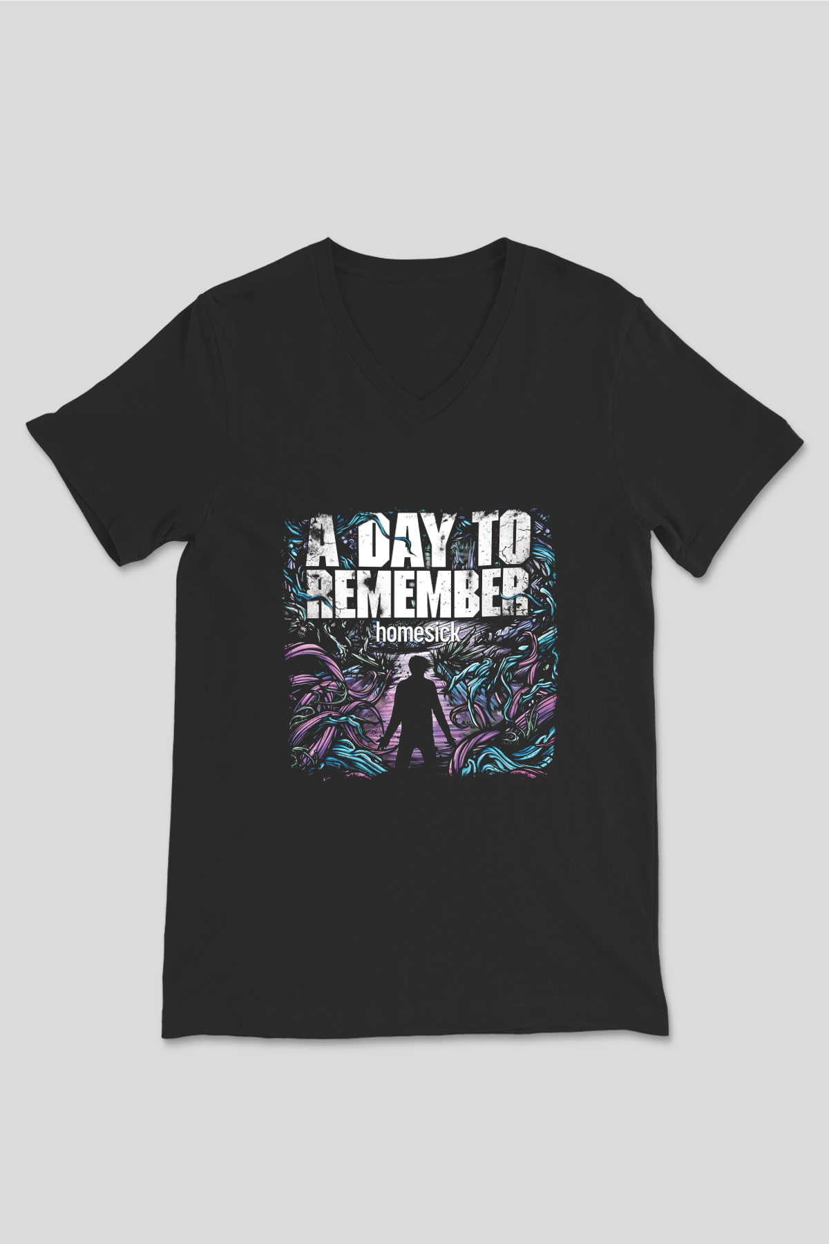 A Day to remember Baskılı Unisex Siyah V Yaka Tişört
