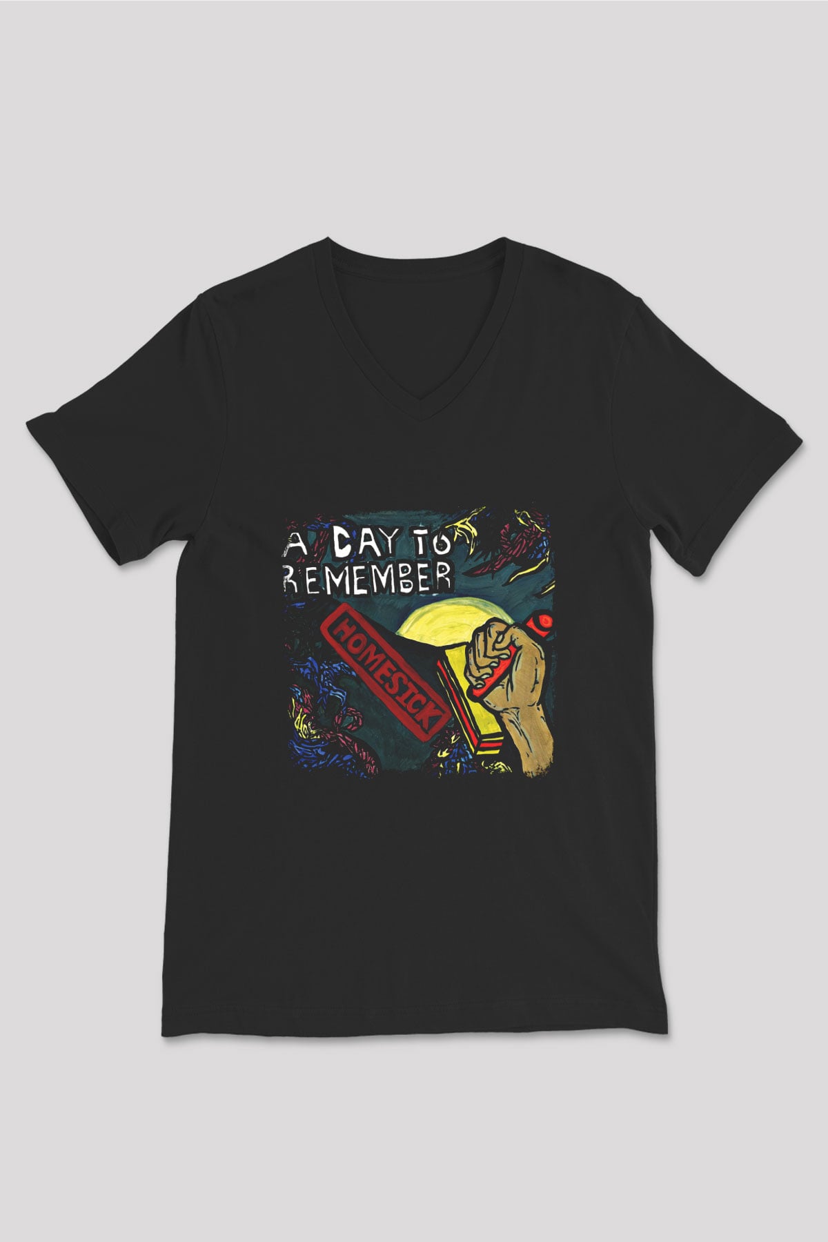 A Day to remember Baskılı Unisex Siyah V Yaka Tişört