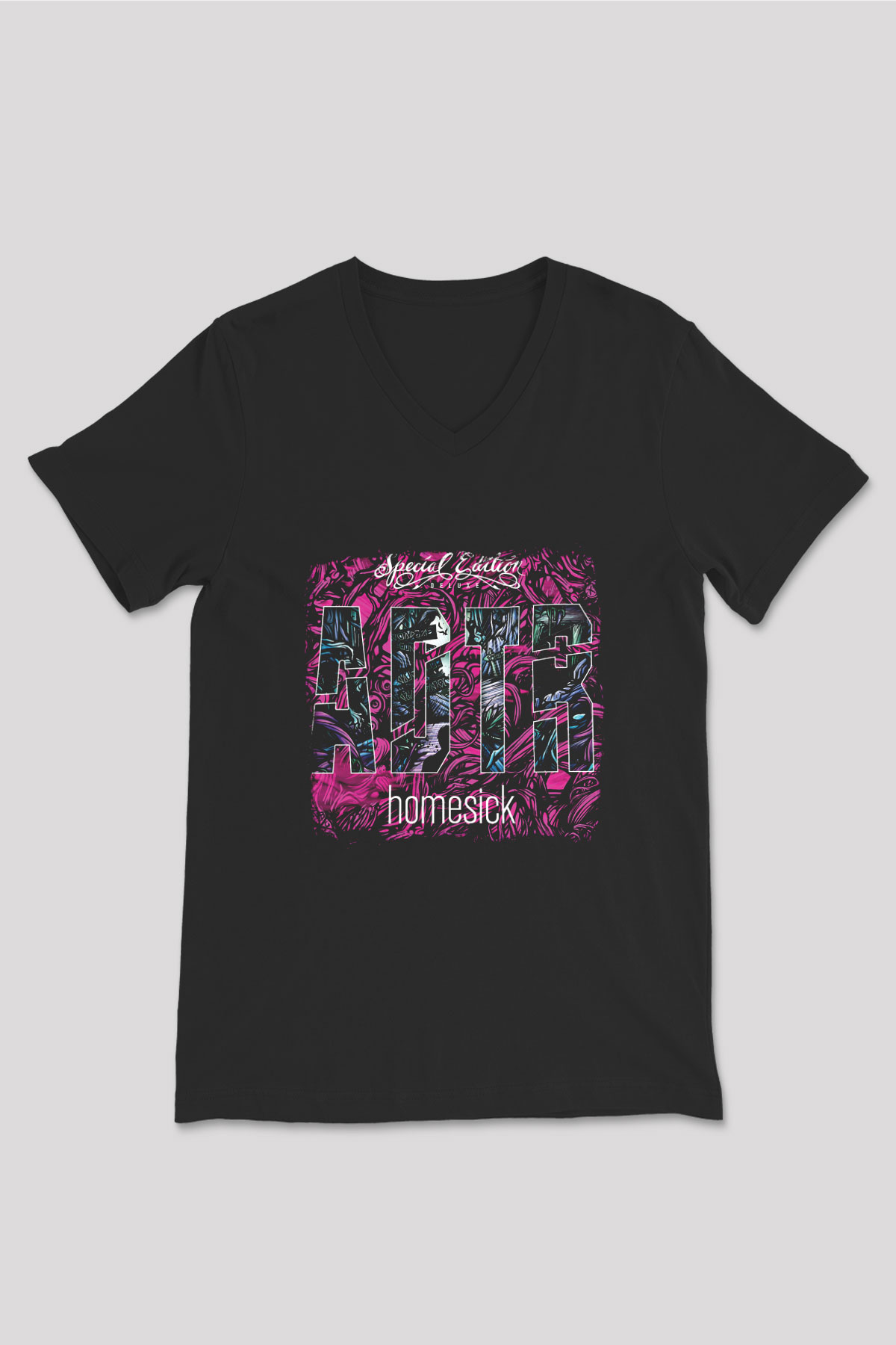 A Day to remember Baskılı Unisex Siyah V Yaka Tişört