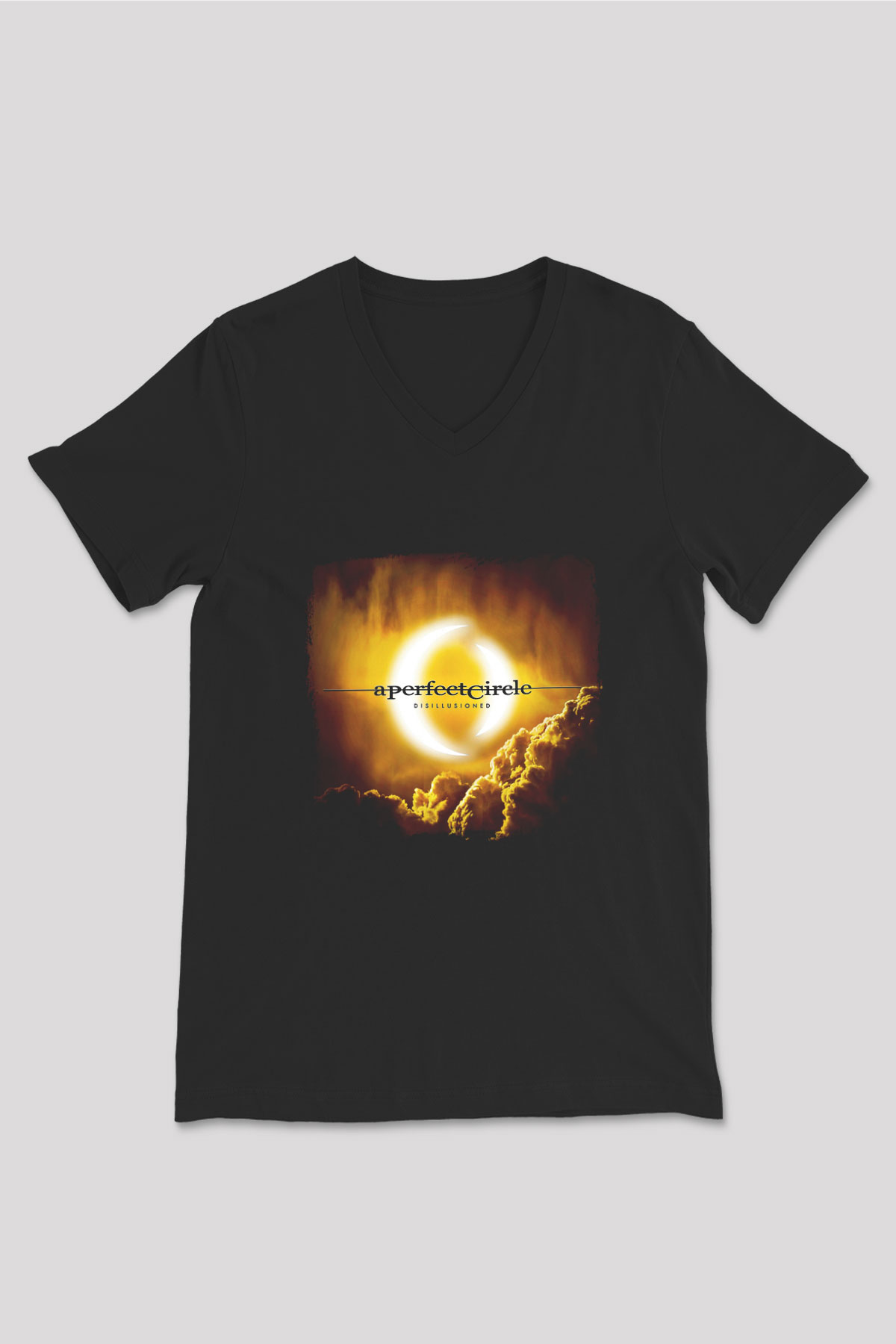 A Perfect Circle Baskılı Unisex Siyah V Yaka Tişört