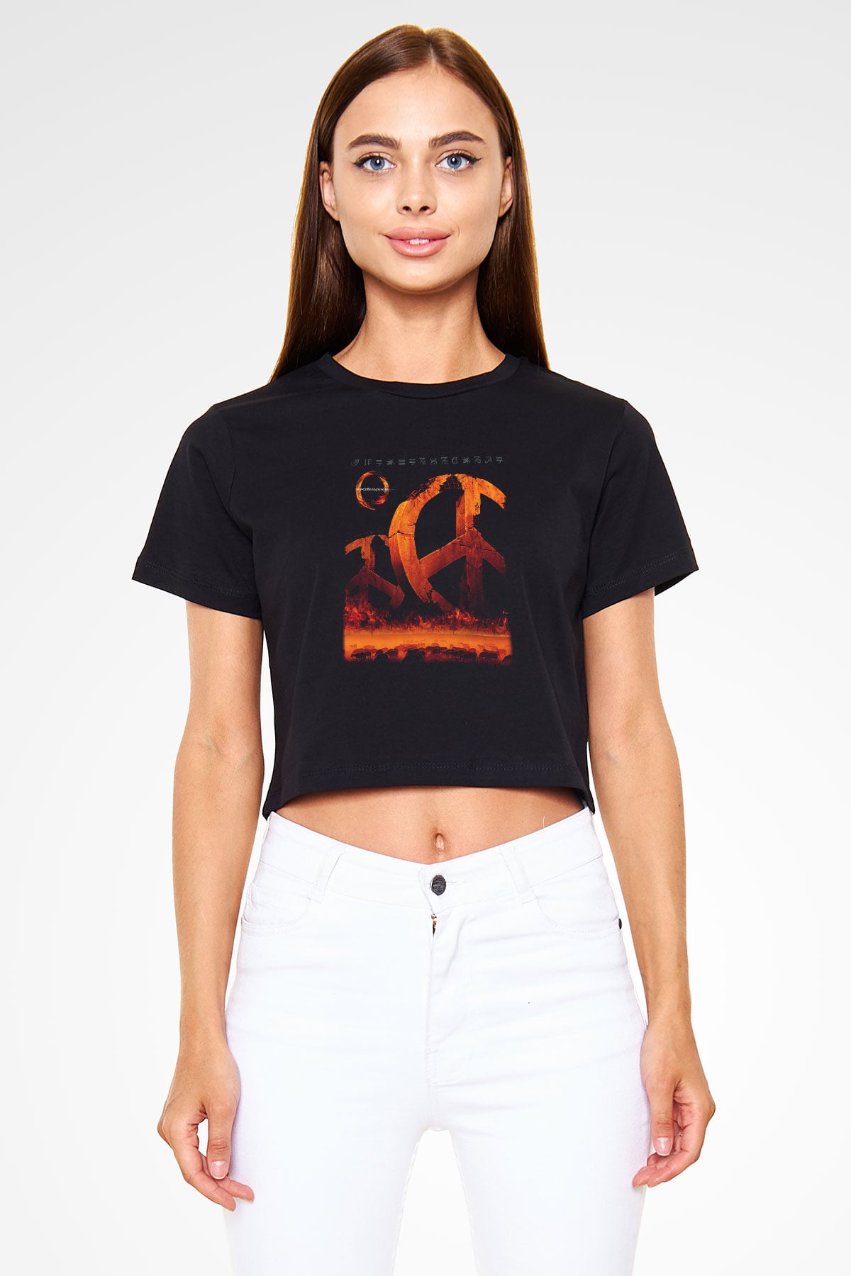 A Perfect Circle Siyah Crop Top Tişört