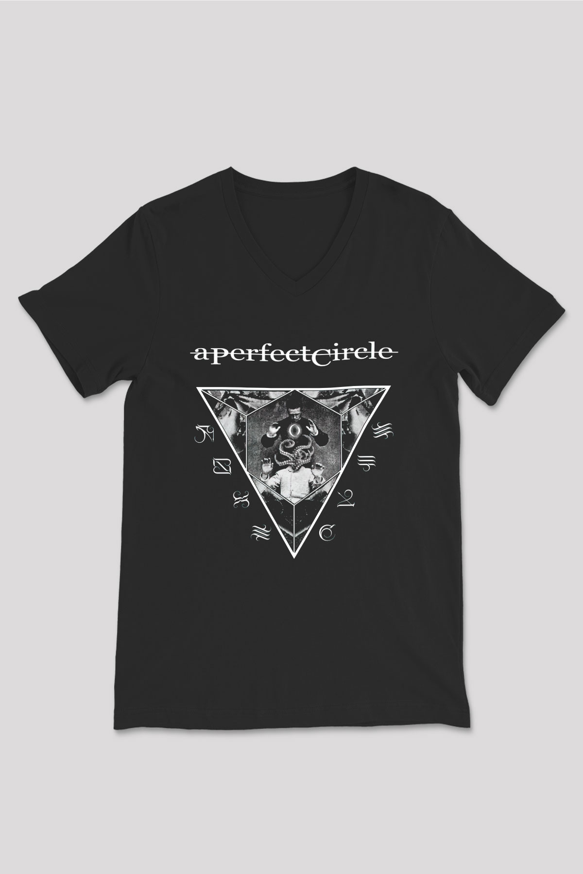 A Perfect Circle Siyah Unisex V Yaka Tişört T-Shirt