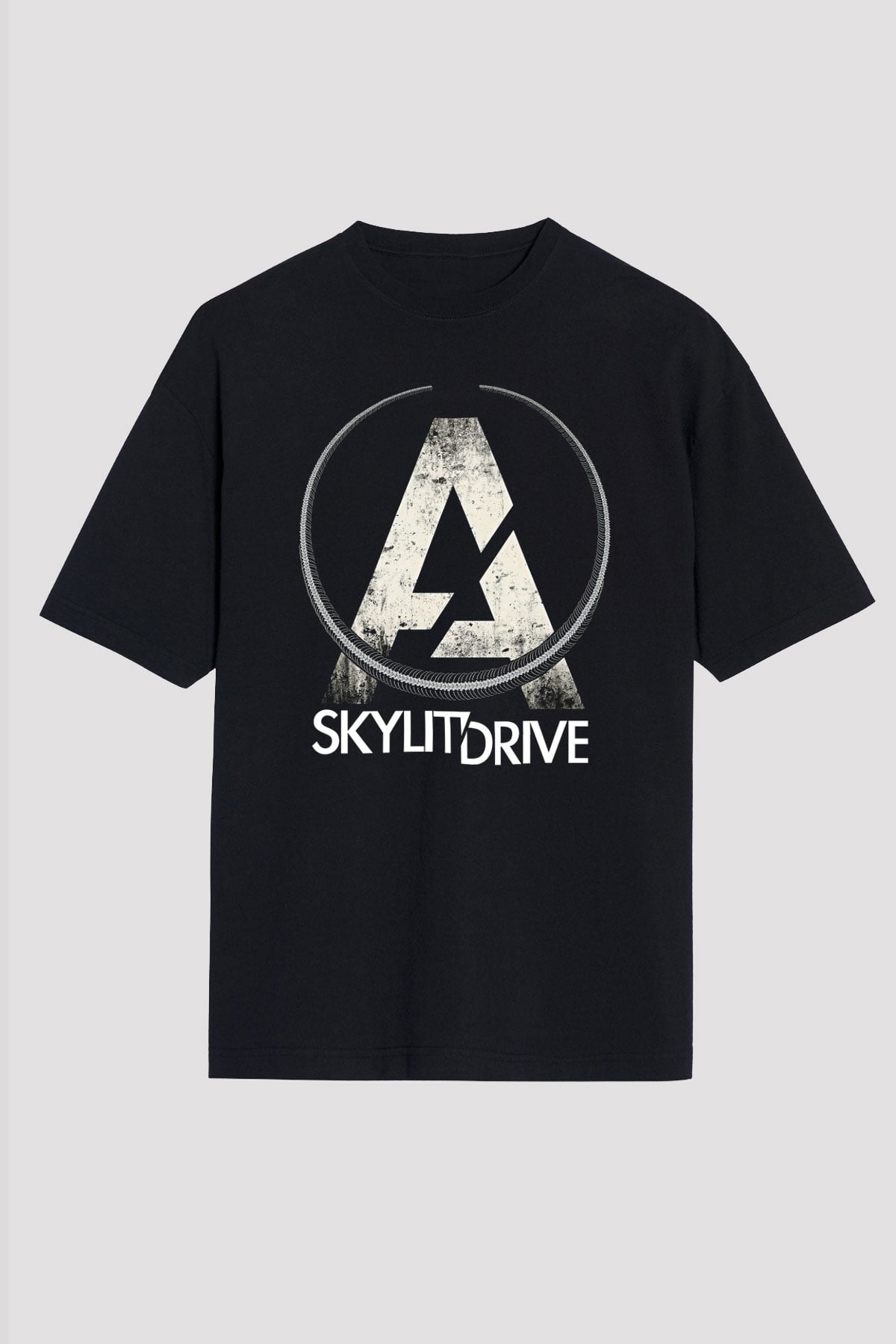 A Skylit Drive Baskılı Unisex Siyah Oversize Tişört - Tshirt