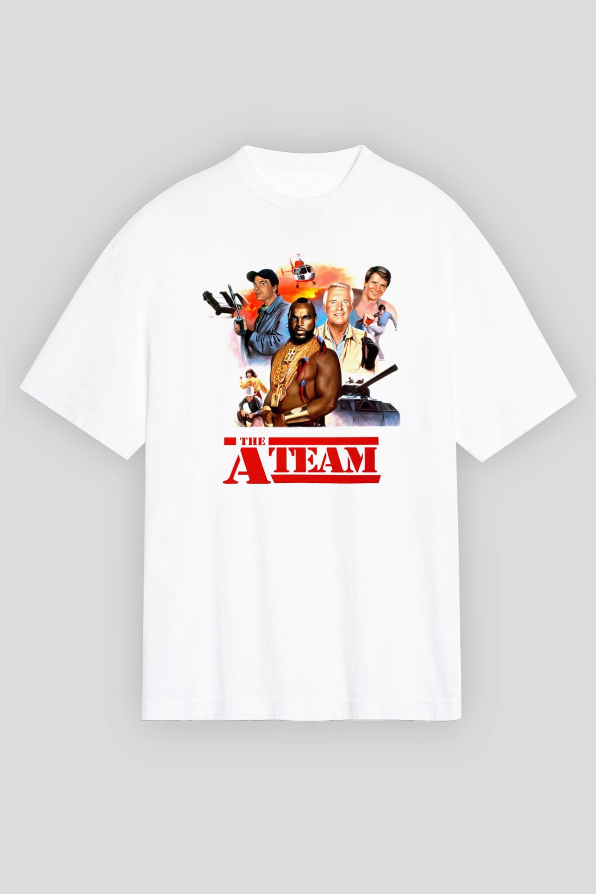 A-Team Beyaz Unisex Oversize Tişört T-Shirt