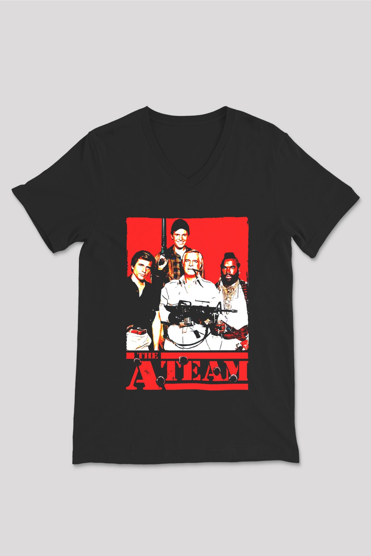 A-Team Siyah Unisex V Yaka Tişört