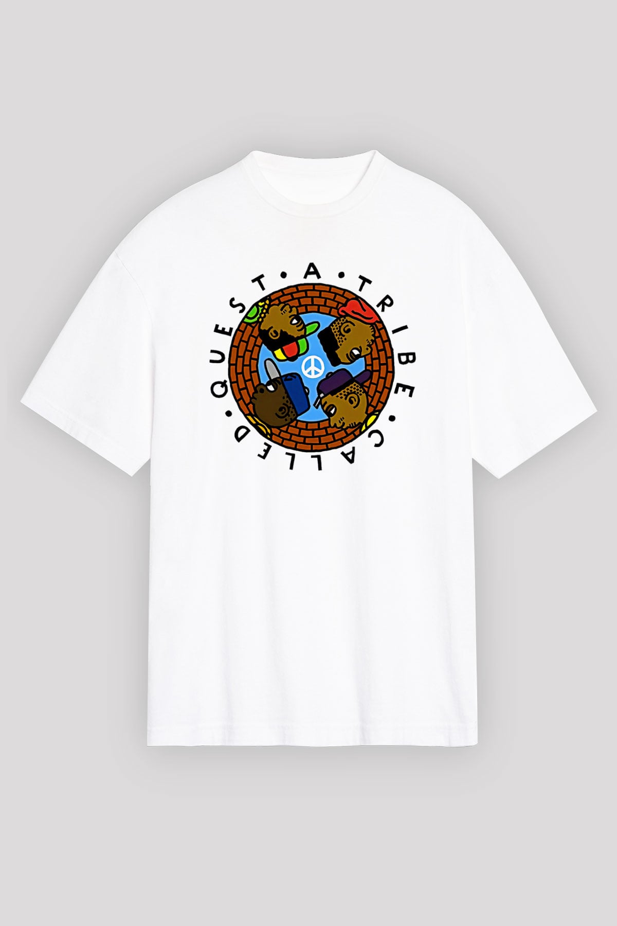 A Tribe Called Quest Baskılı Beyaz Unisex Oversize Tişört - Tshirt