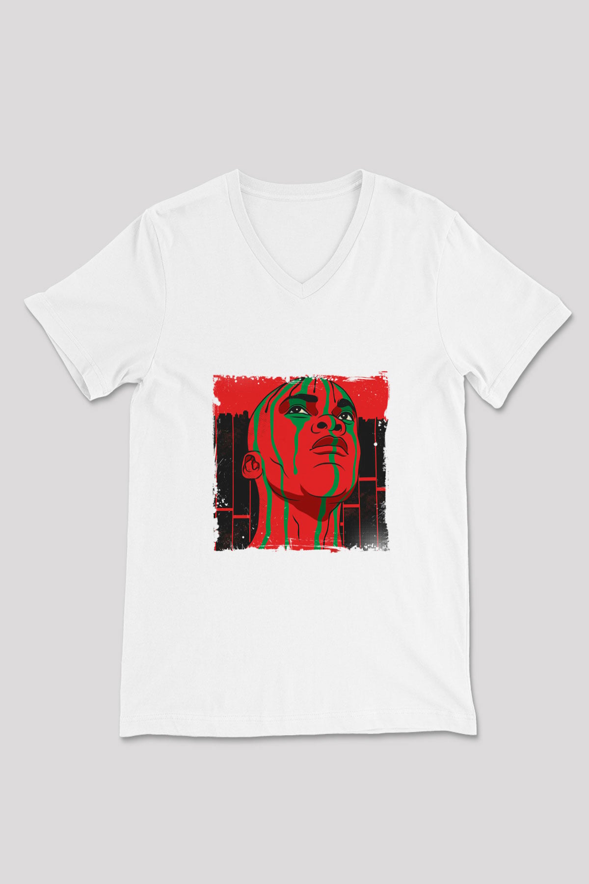A Tribe Called Quest Baskılı Beyaz V Yaka Unisex Tişört