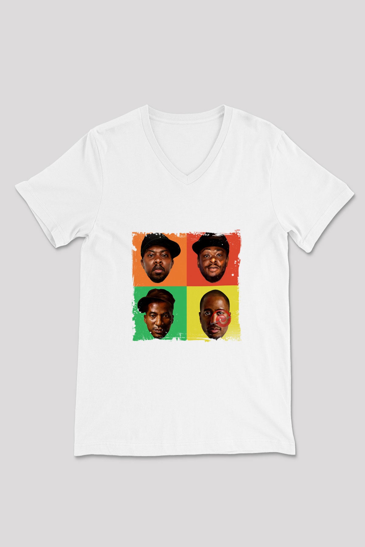 A Tribe Called Quest Baskılı Beyaz V Yaka Unisex Tişört