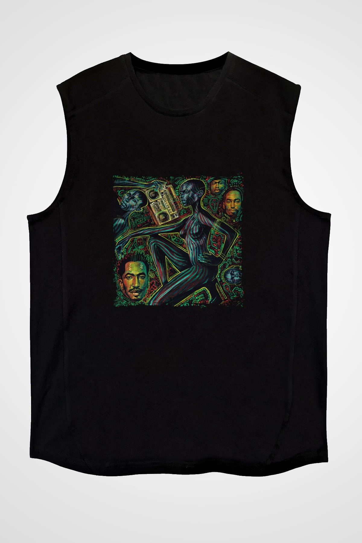 A Tribe Called Quest Baskılı Unisex Siyah Kolsuz Tişört