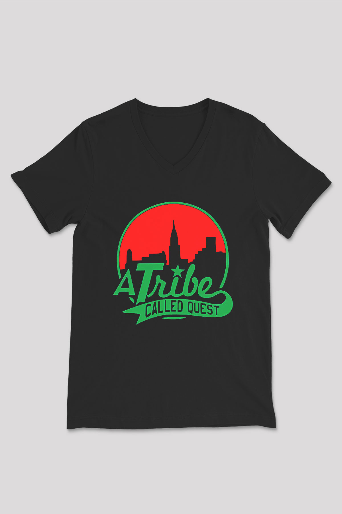 A Tribe Called Quest Baskılı Unisex Siyah V Yaka Tişört - Tshirt